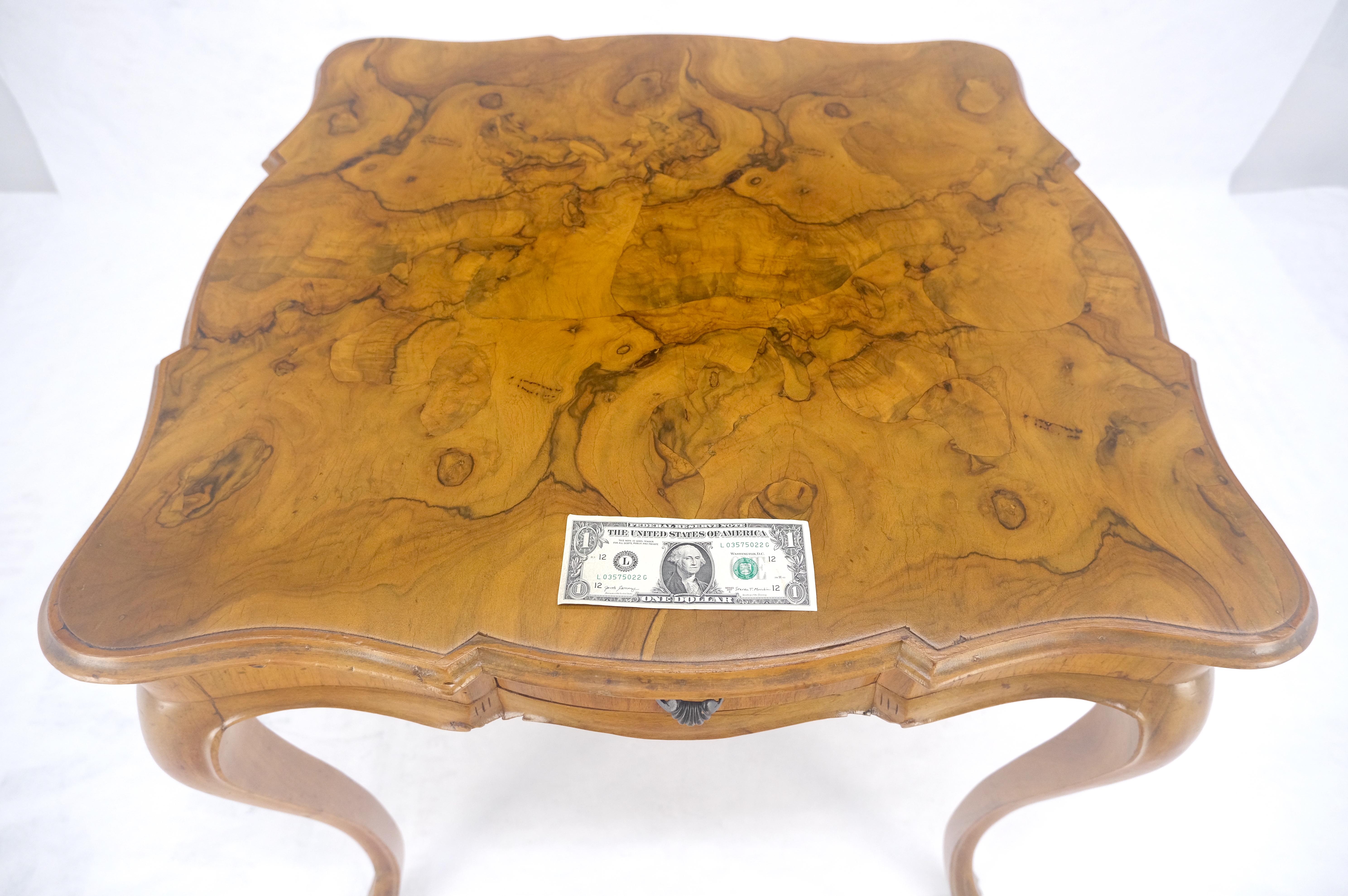 Italian Olive Burl Wood Game Table Pull Out Trays One Drawer MINT! For Sale 9