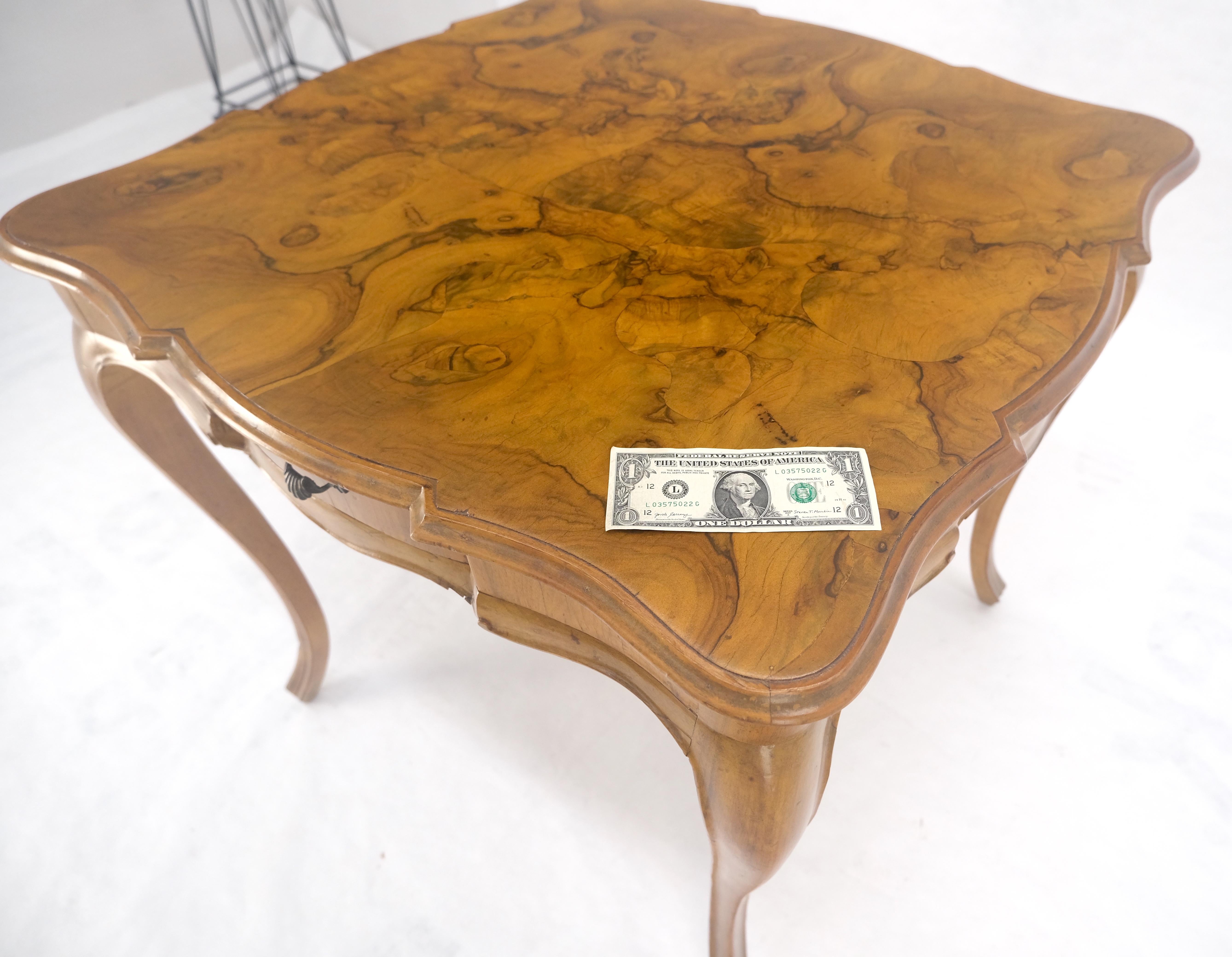 Italian Olive Burl Wood Game Table Pull Out Trays One Drawer MINT! For Sale 10