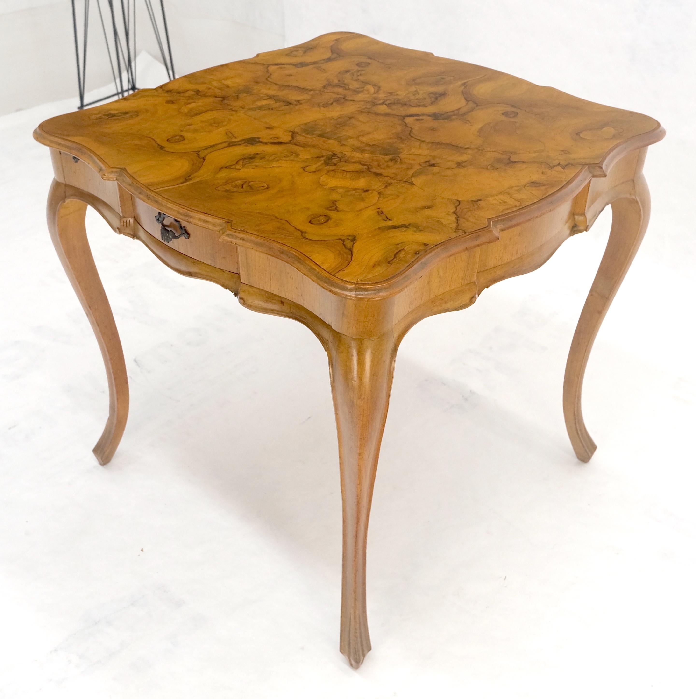 Italian Olive Burl Wood Game Table Pull Out Trays One Drawer MINT! For Sale 2
