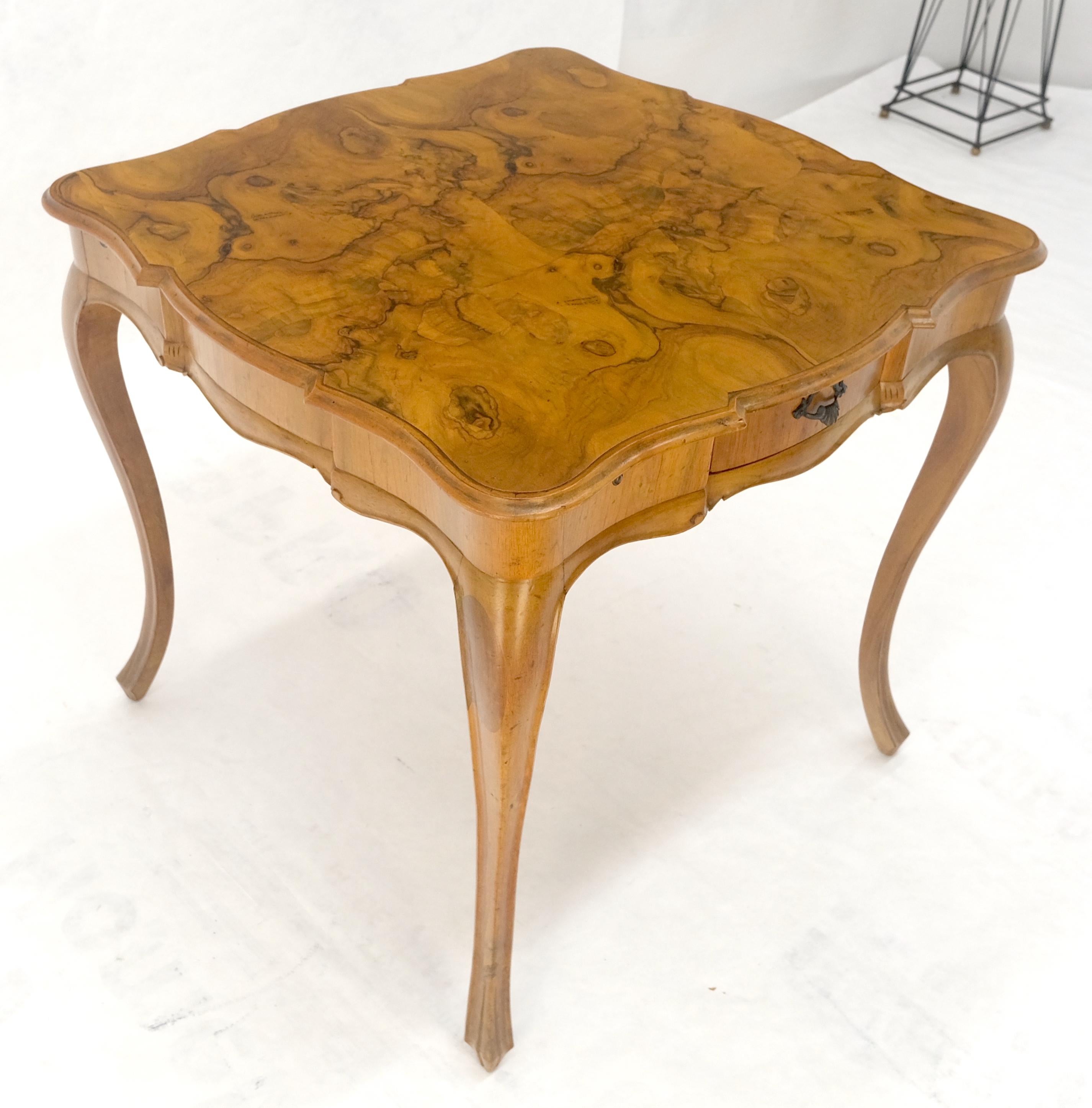 Italian Olive Burl Wood Game Table Pull Out Trays One Drawer MINT! For Sale 3