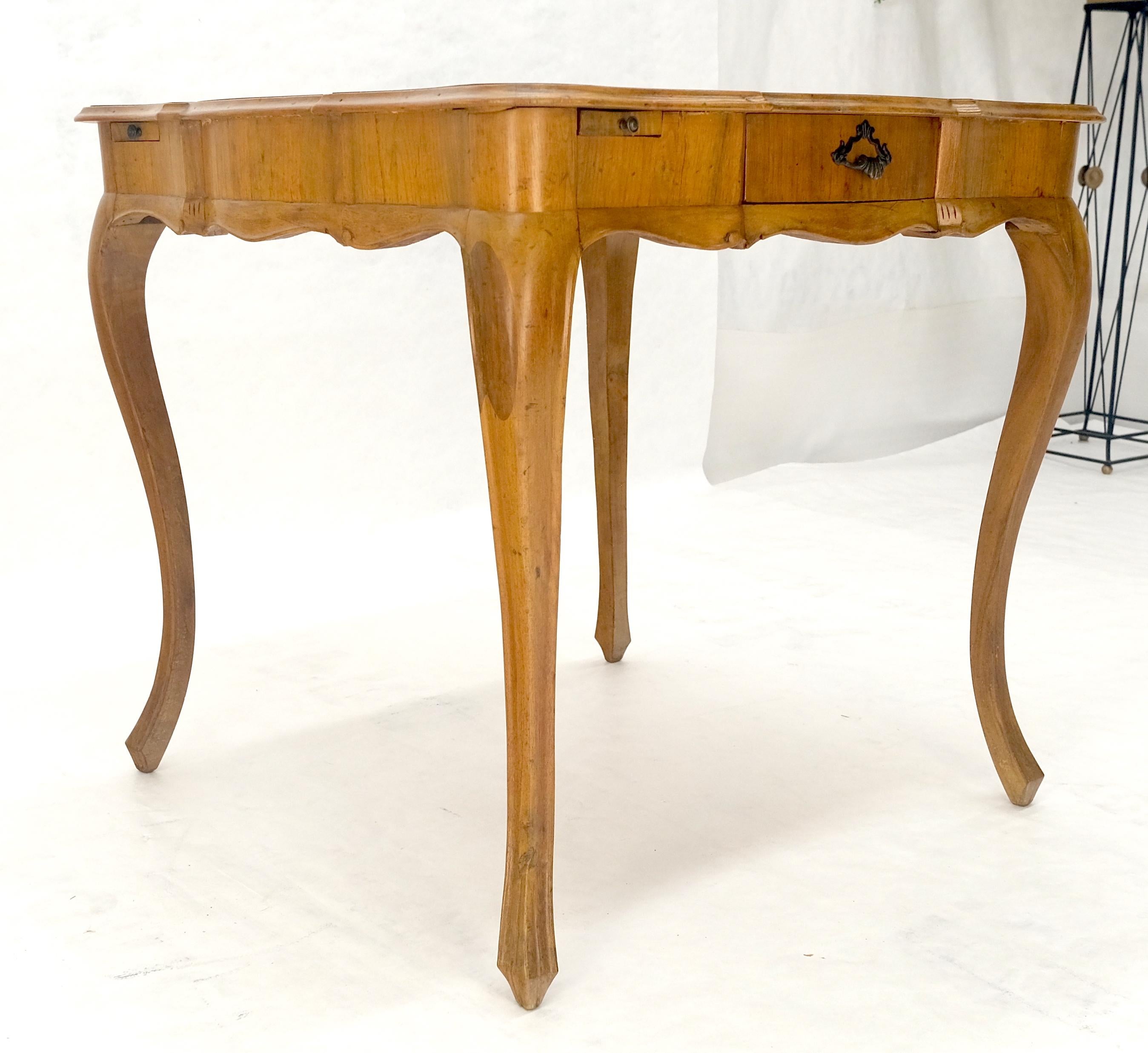 Italian Olive Burl Wood Game Table Pull Out Trays One Drawer MINT! For Sale 4