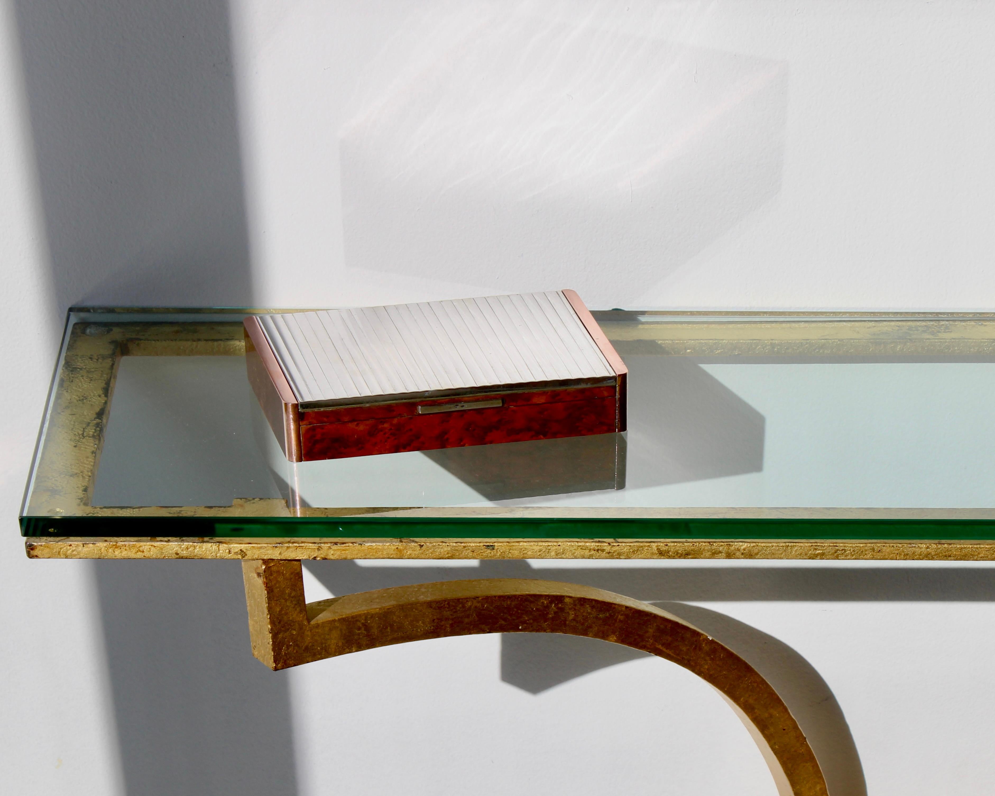 Coffret à cigarettes ou commode en bois d'olivier italien par Argenteria Alignani en vente 6