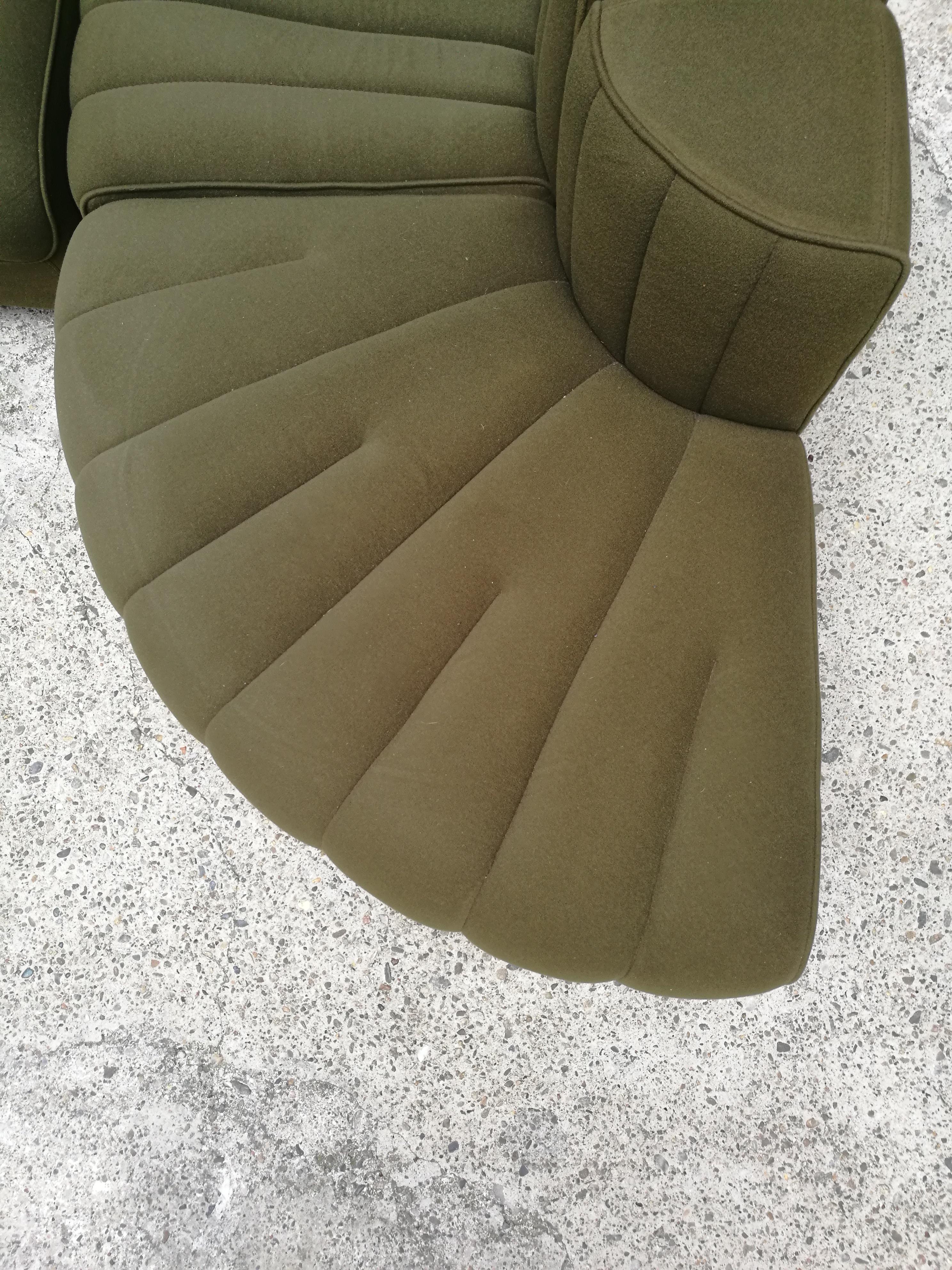 Italian Olive Green Felt Modular Original Sofa, 1970s 2