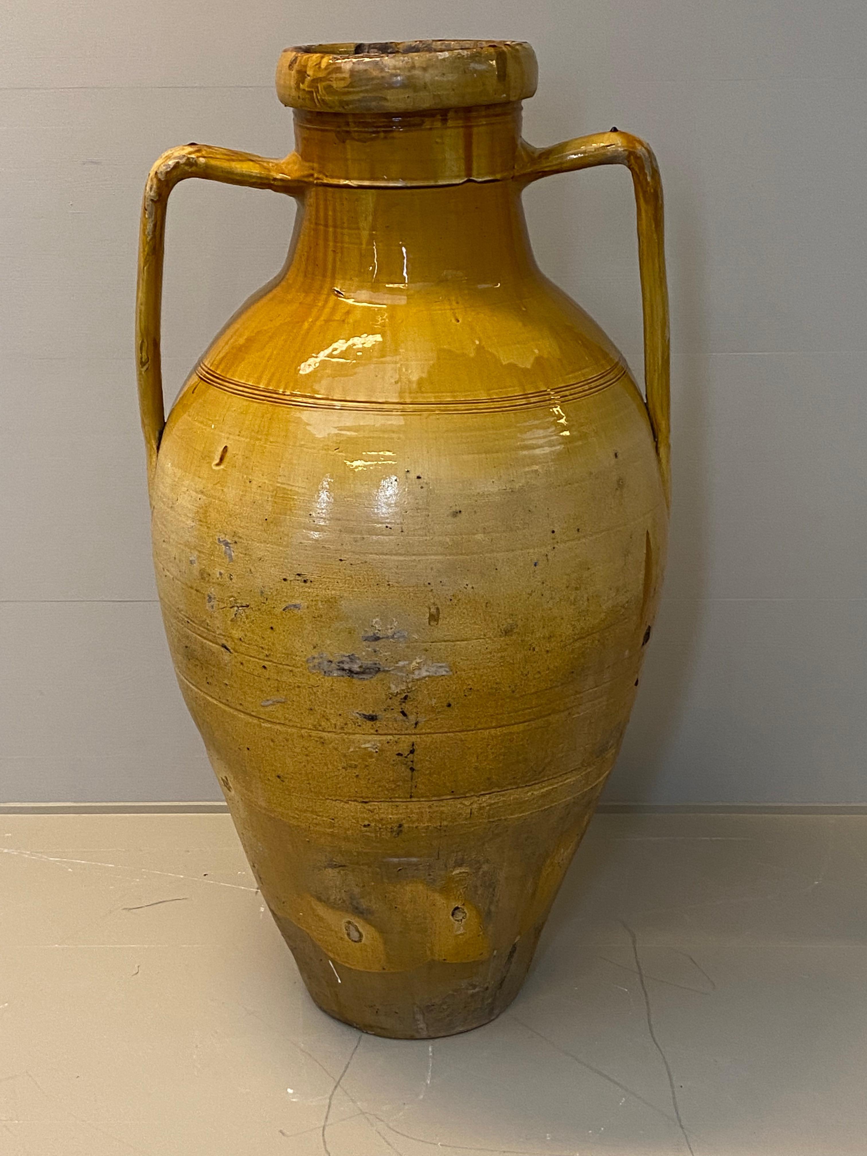 Exceptionally Big Italian Olive Jar with Yellow/Brown Color 2