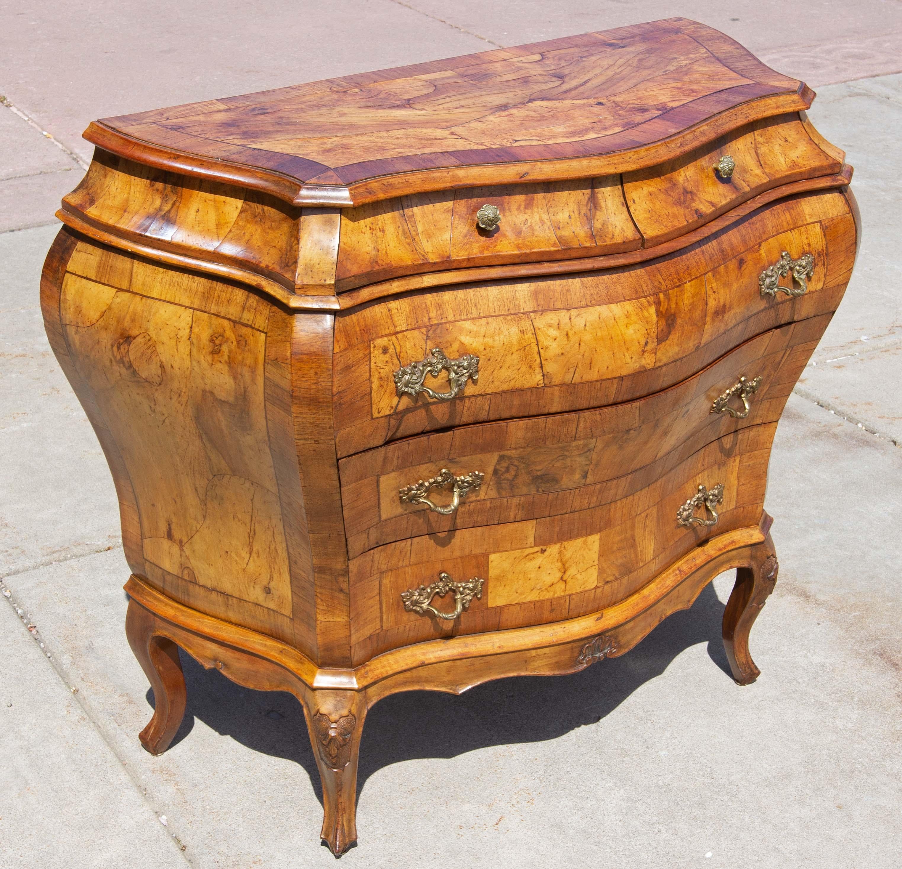 Italian olive wood Baroque style five drawer commode, early 20th century. Please, contact us for shipping options.
Presented by Joseph Dasta Antiques
 