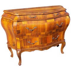 Italian Olive Wood Bombe Commode or Chest
