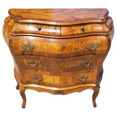 Italian Olive Wood Bombe Commode or Chest