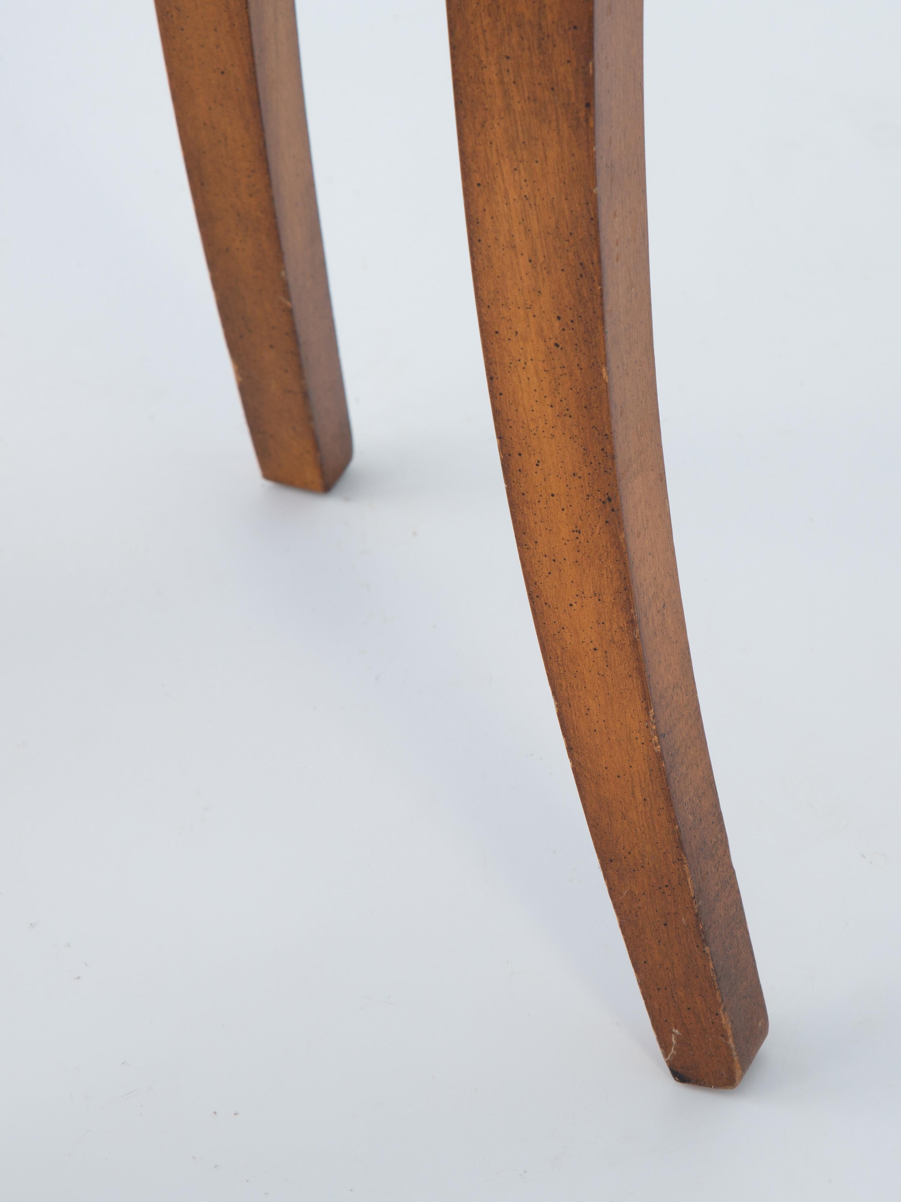 Tabouret de coiffeuse italien en bois d'olivier avec assise en velours imprimé léopard en vente 3