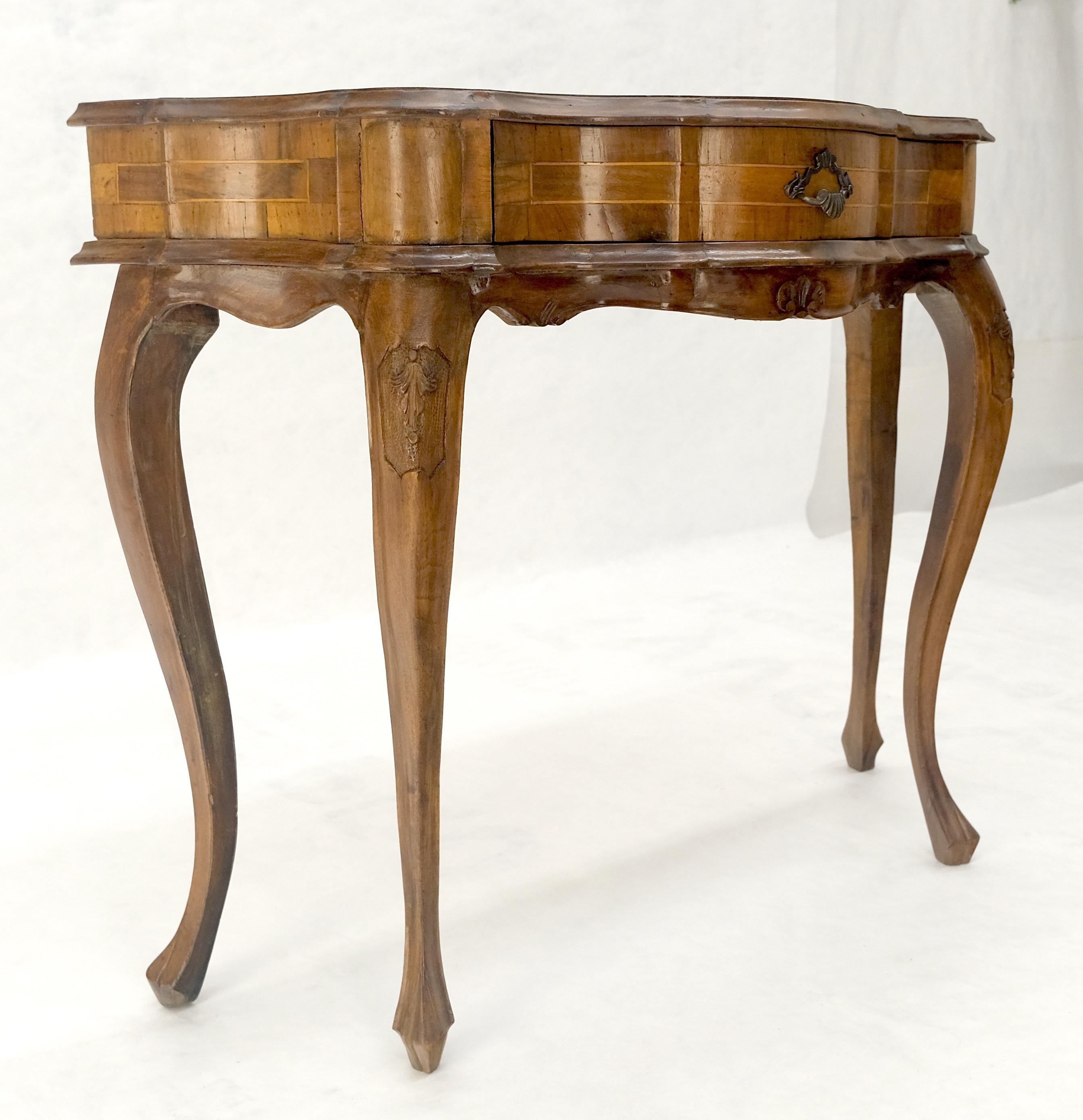 Italian One Drawer Thick Burl Olive Wood Veneers Patches Console Table MINT For Sale 8