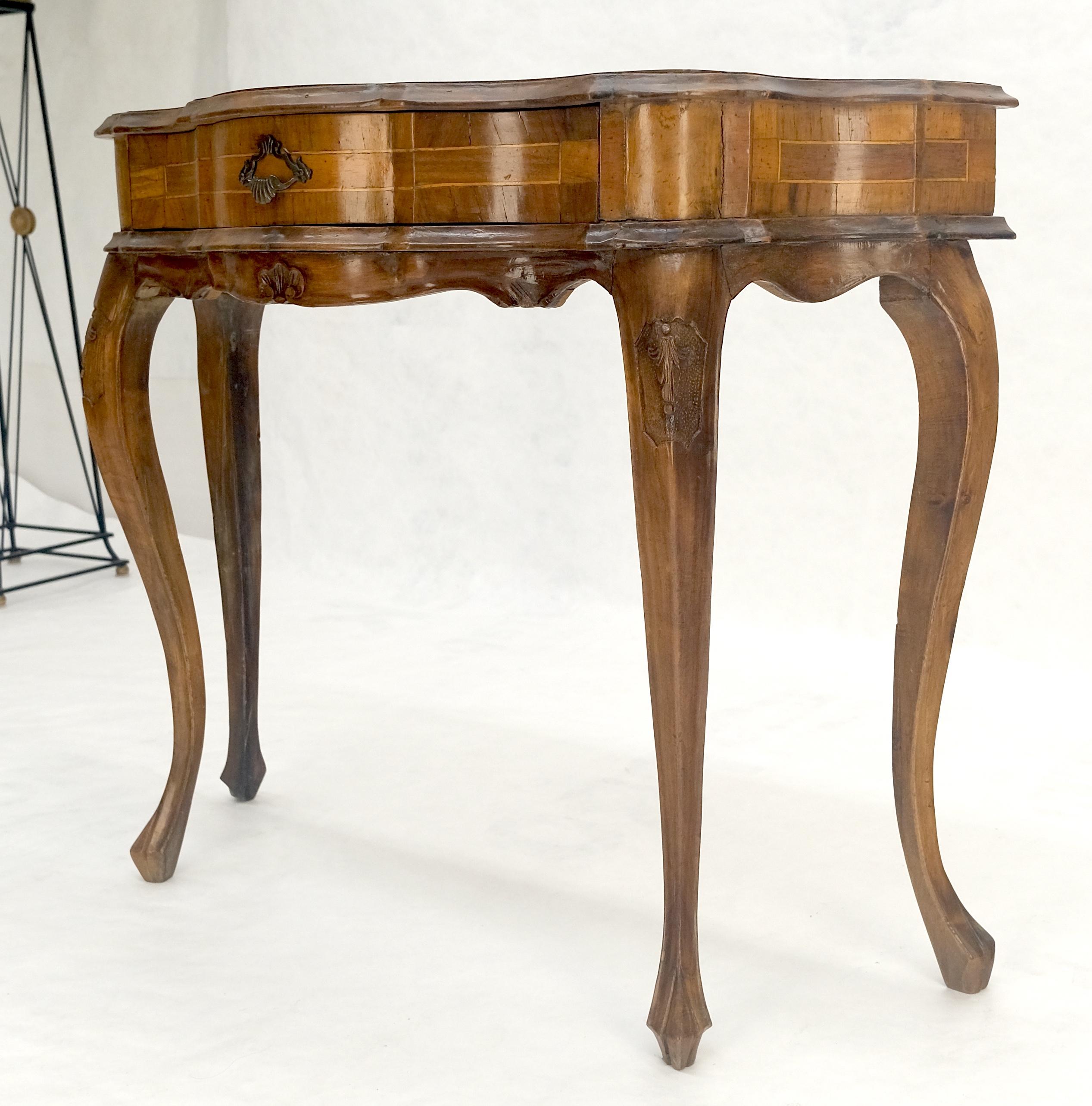 Italian One Drawer Thick Burl Olive Wood Veneers Patches Console Table MINT For Sale 11