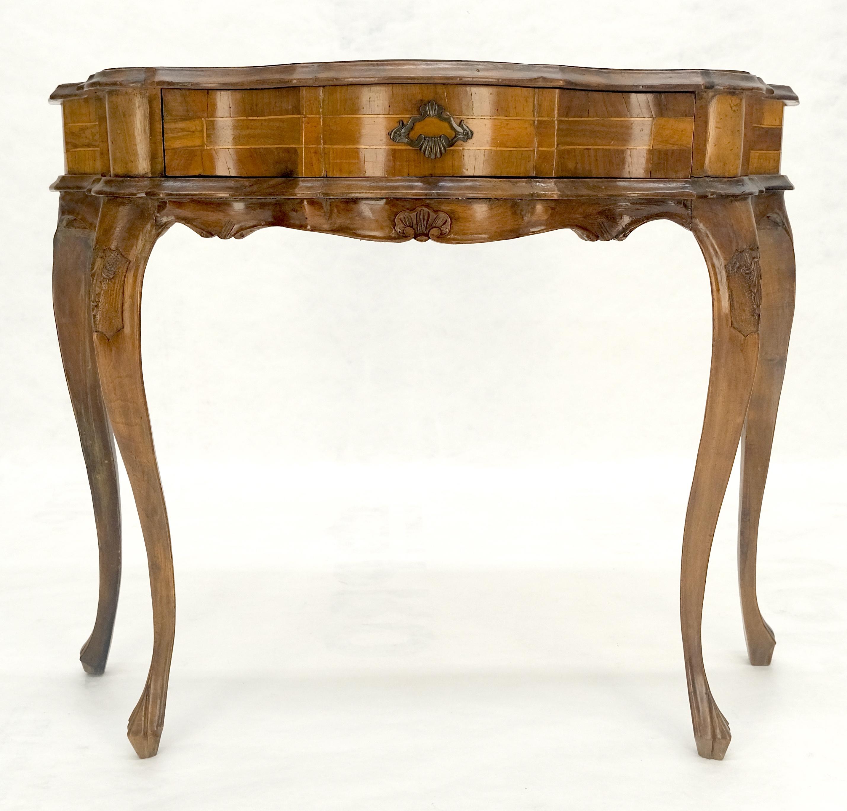 Italian One Drawer Thick Burl Olive Wood Veneers Patches Console Table MINT For Sale 13