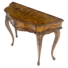 Italian One Drawer Thick Burl Olive Wood Veneers Patches Console Table MINT