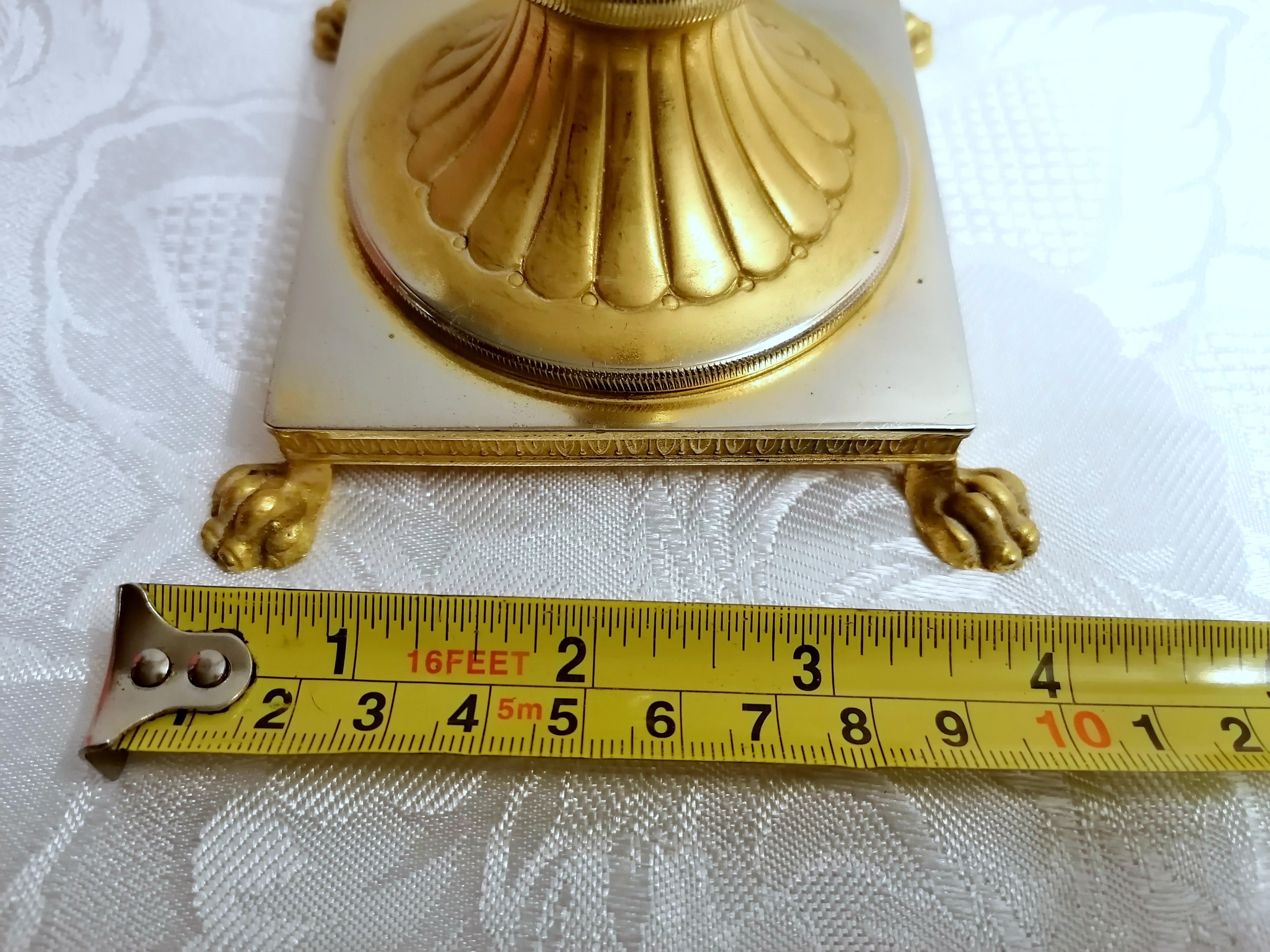 Italian Onyx and Brass Candle Stick Antique Candle Holder For Sale 7