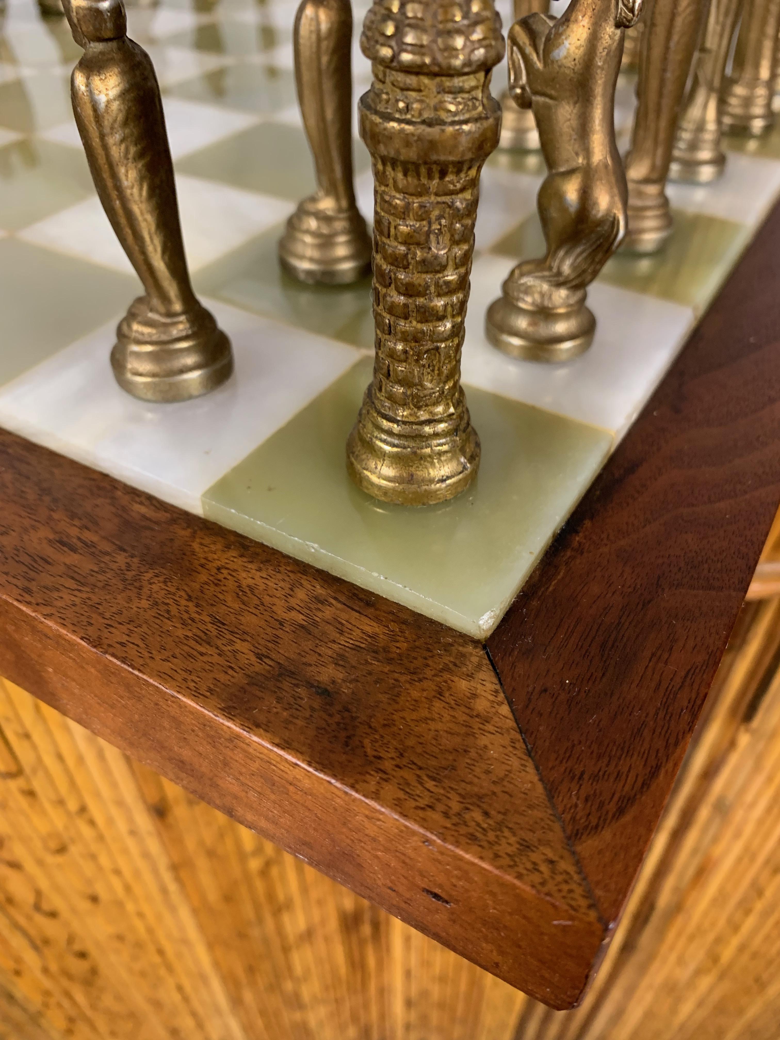 Italian Onyx and Brass Chess Set 7