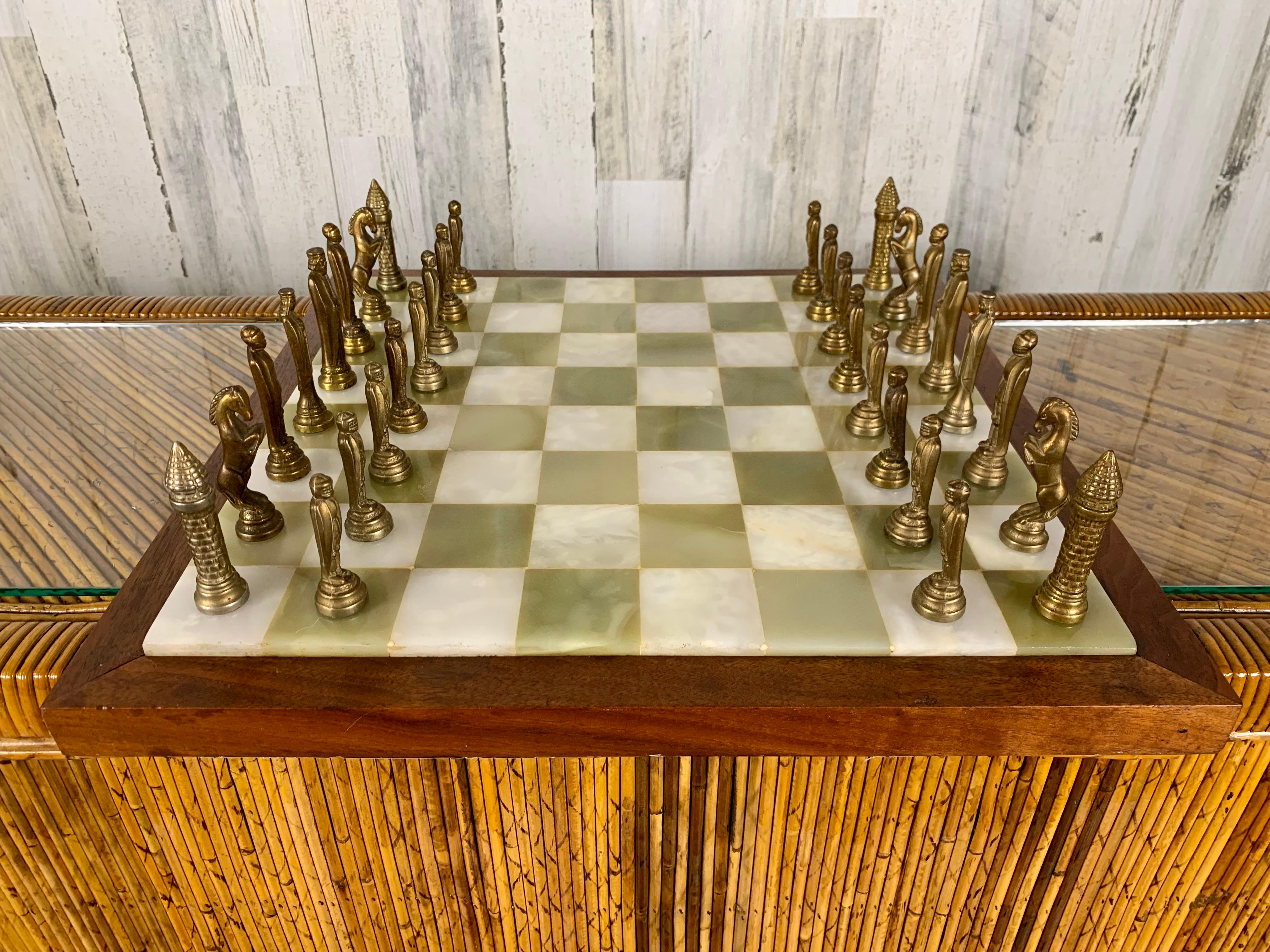 Italian Onyx and Brass Chess Set 9