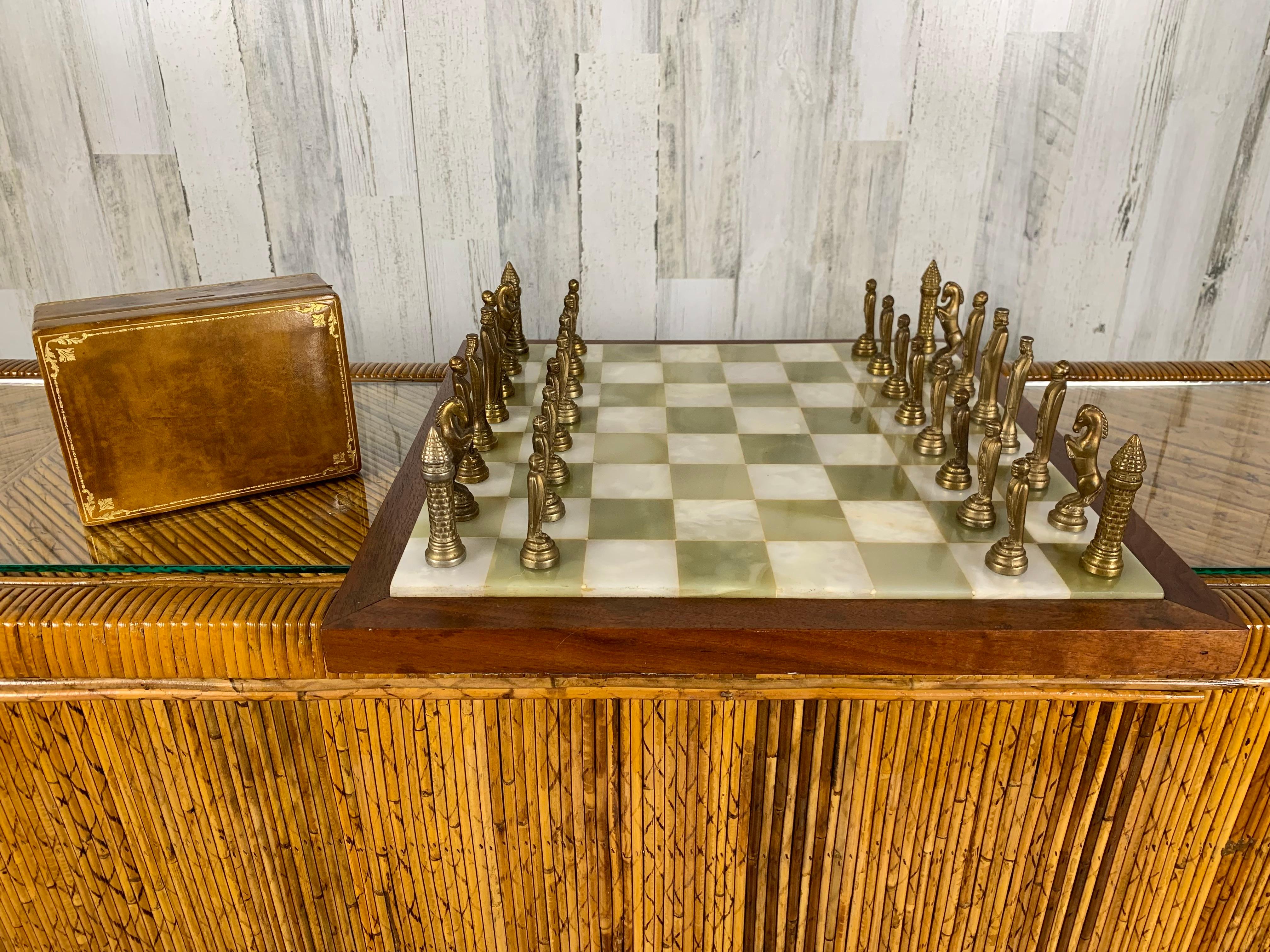 Italian Onyx and Brass Chess Set 11