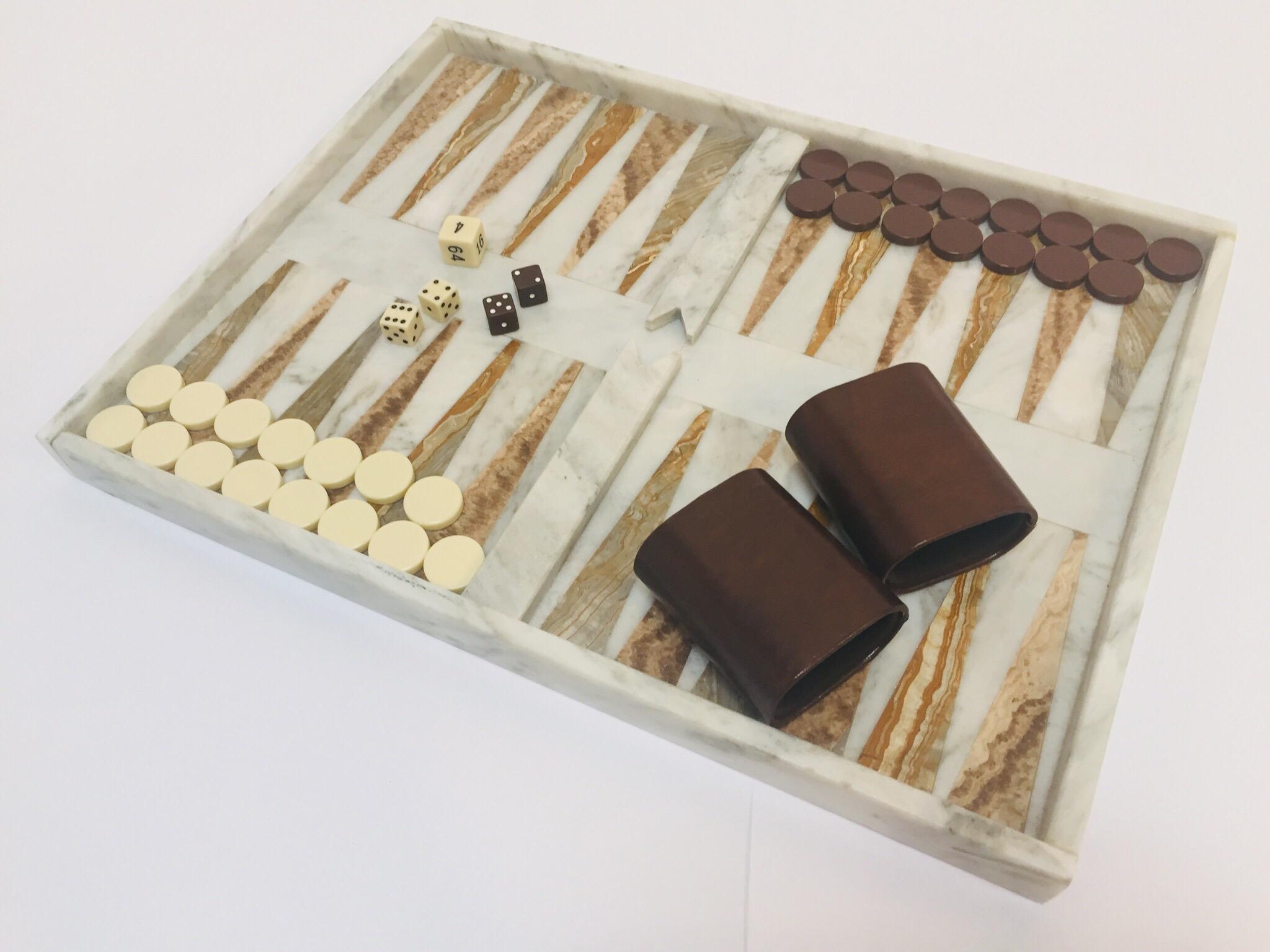 Mid-Century Modern Italian Onyx and Marble Backgammon Set, 1960s