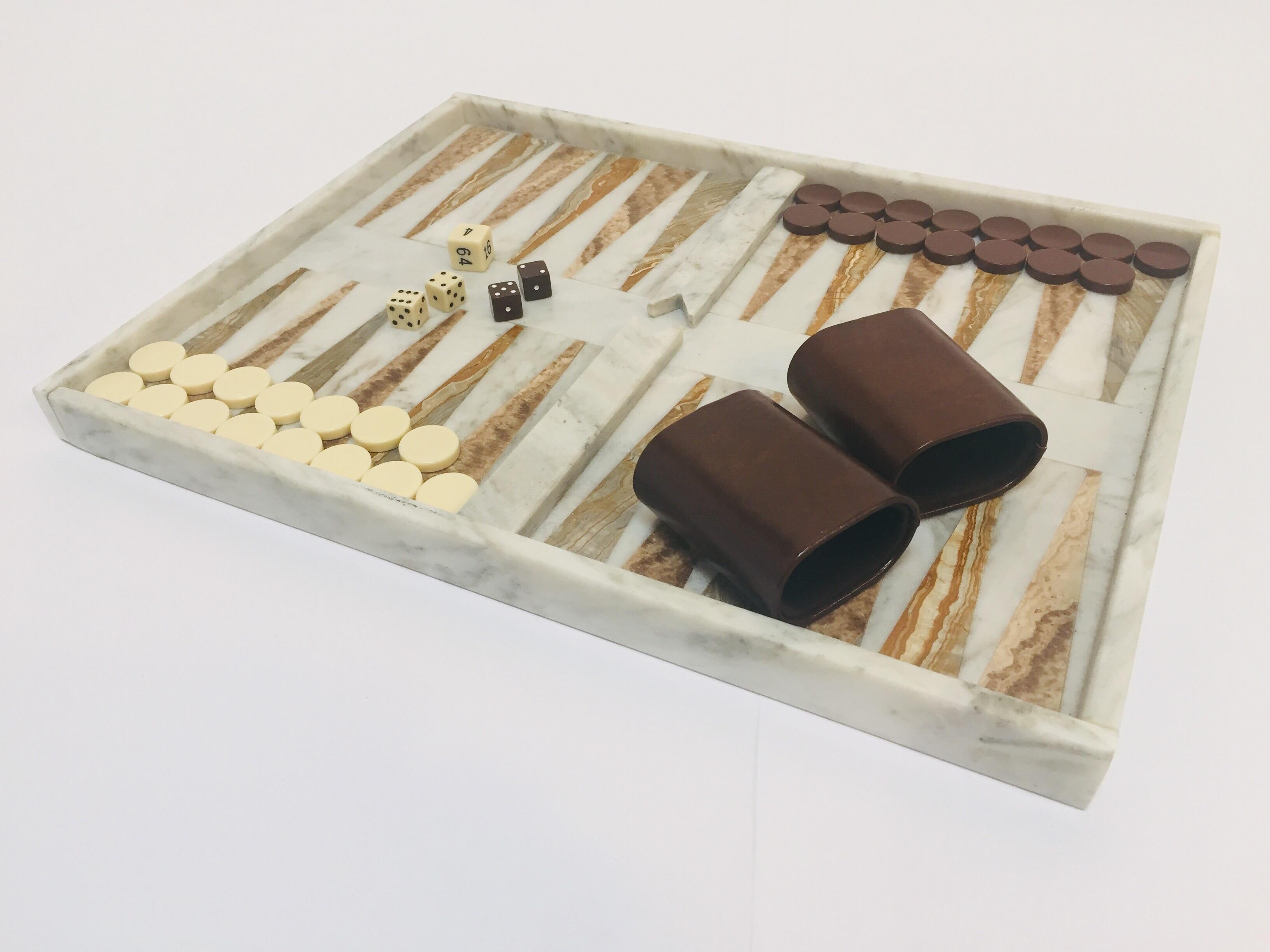Hand-Crafted Italian Onyx and Marble Backgammon Set, 1960s