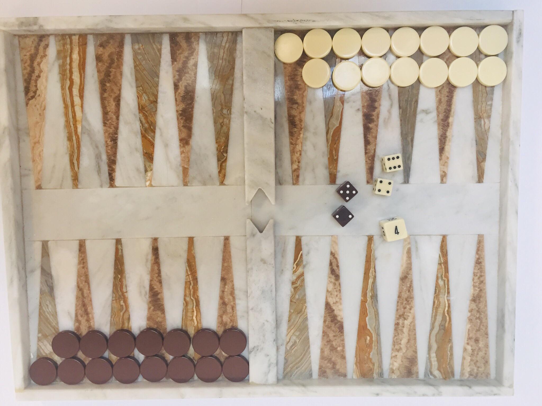 Italian Onyx and Marble Backgammon Set, 1960s In Good Condition In North Hollywood, CA