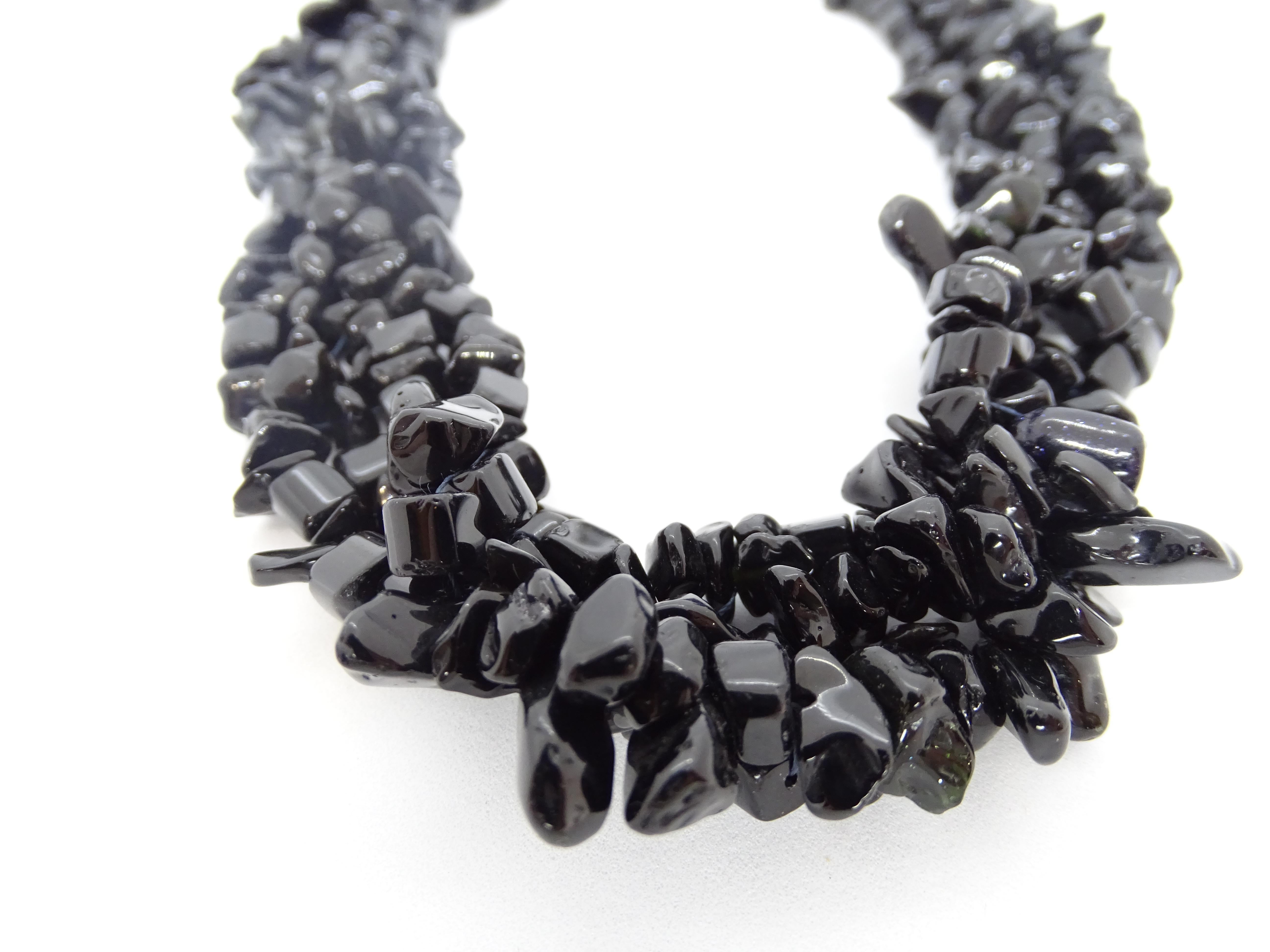 Italian Onyx and silver braided thread necklace , 90s For Sale 10