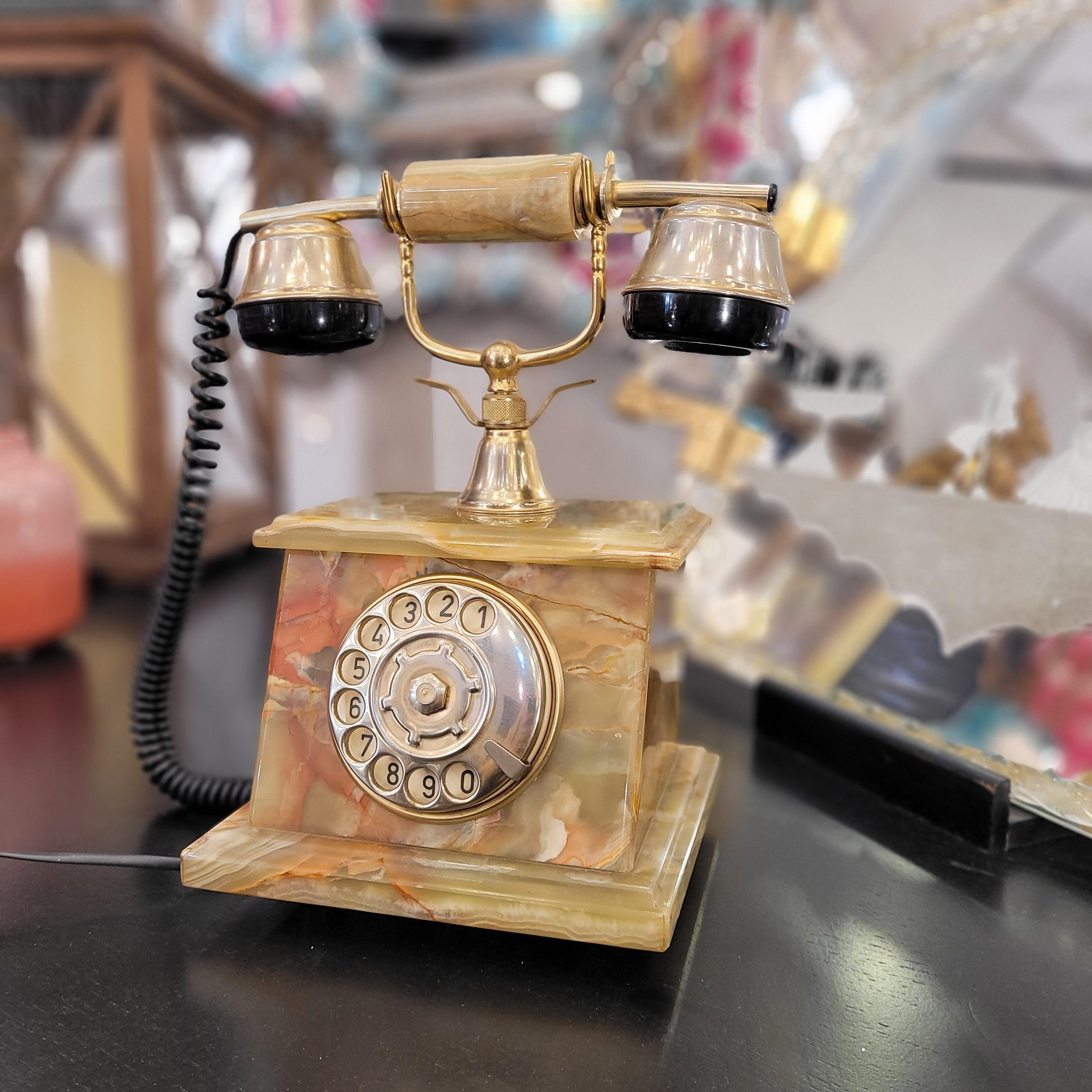 Ricci Paolo Italienisch Onyx grün Vintage Telefon im Angebot 8
