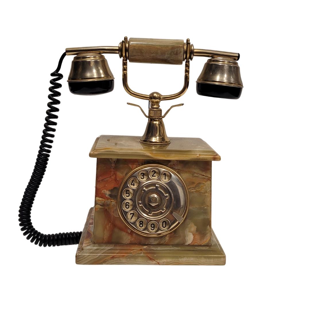 Ricci Paolo Italienisch Onyx grün Vintage Telefon (Moderne der Mitte des Jahrhunderts) im Angebot