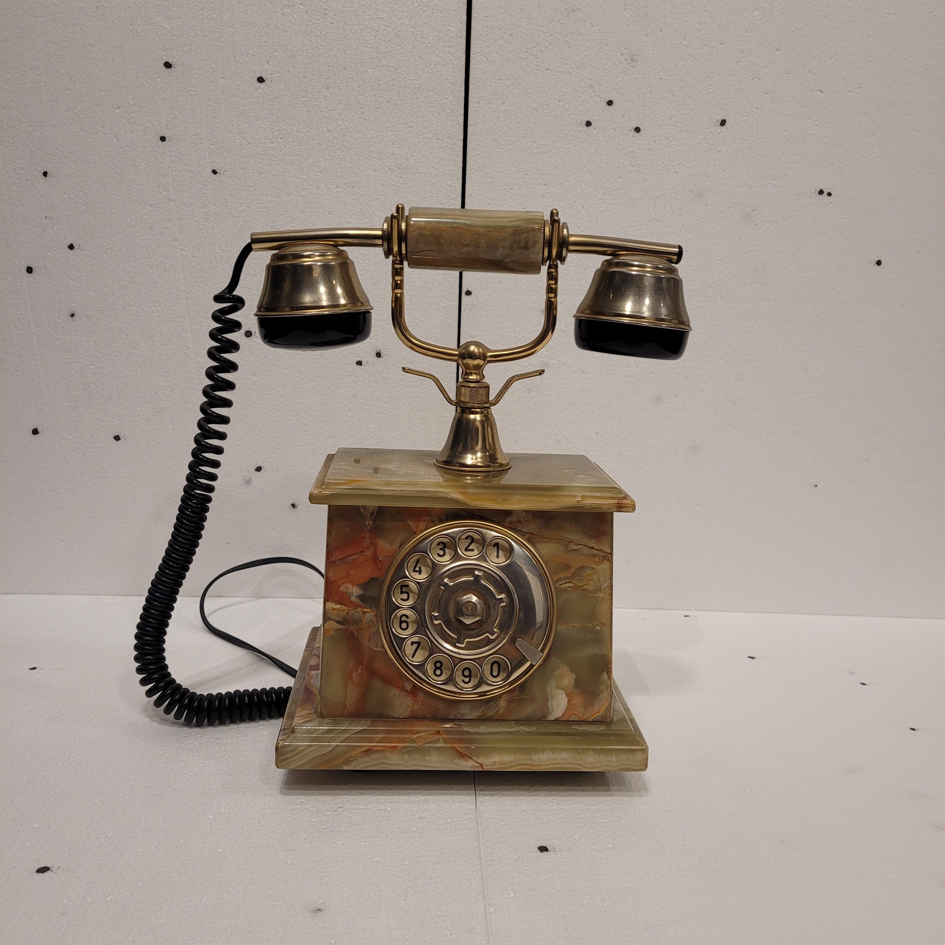 Ricci Paolo Italienisch Onyx grün Vintage Telefon im Zustand „Gut“ im Angebot in Valladolid, ES