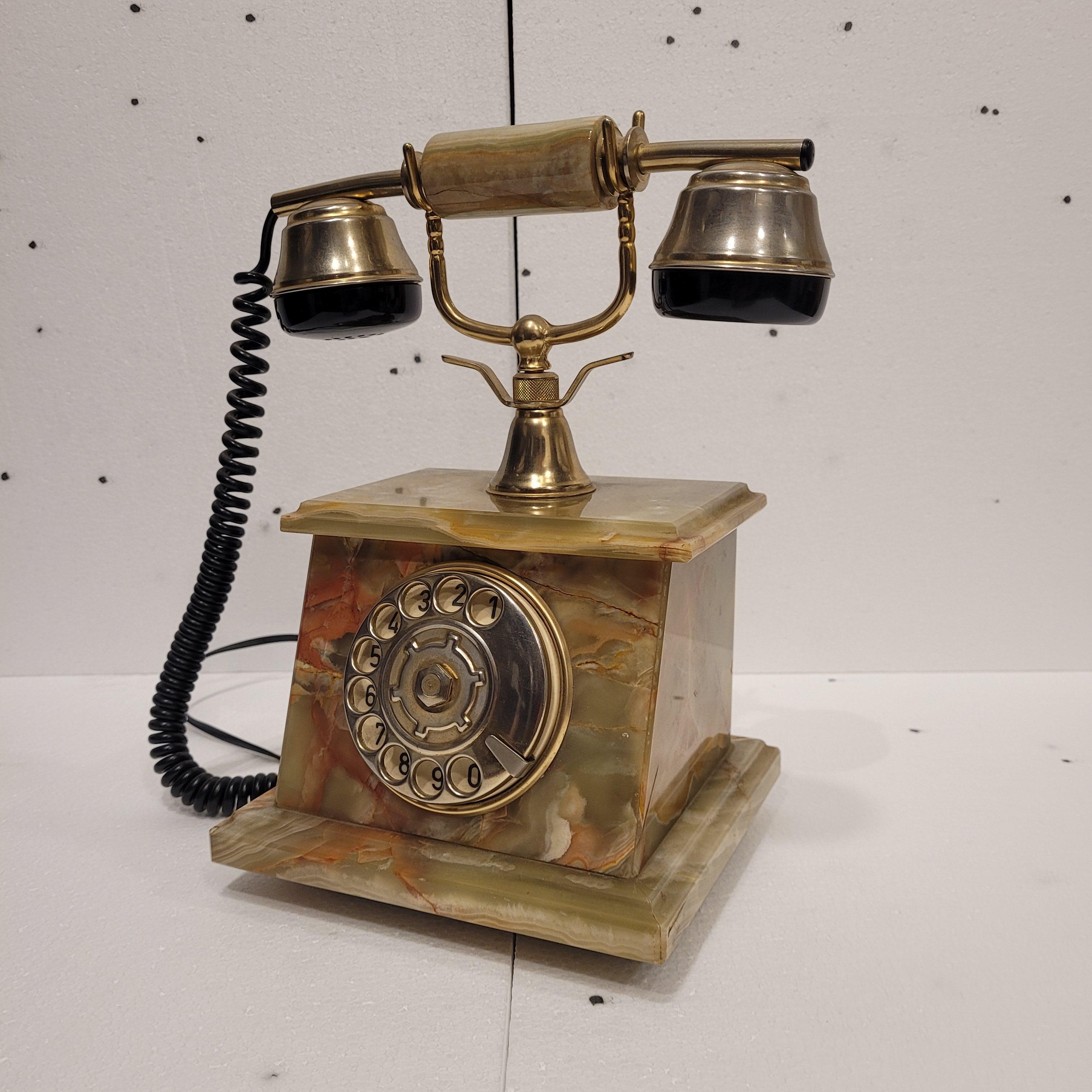 Ricci Paolo Italienisch Onyx grün Vintage Telefon (Ende des 20. Jahrhunderts) im Angebot