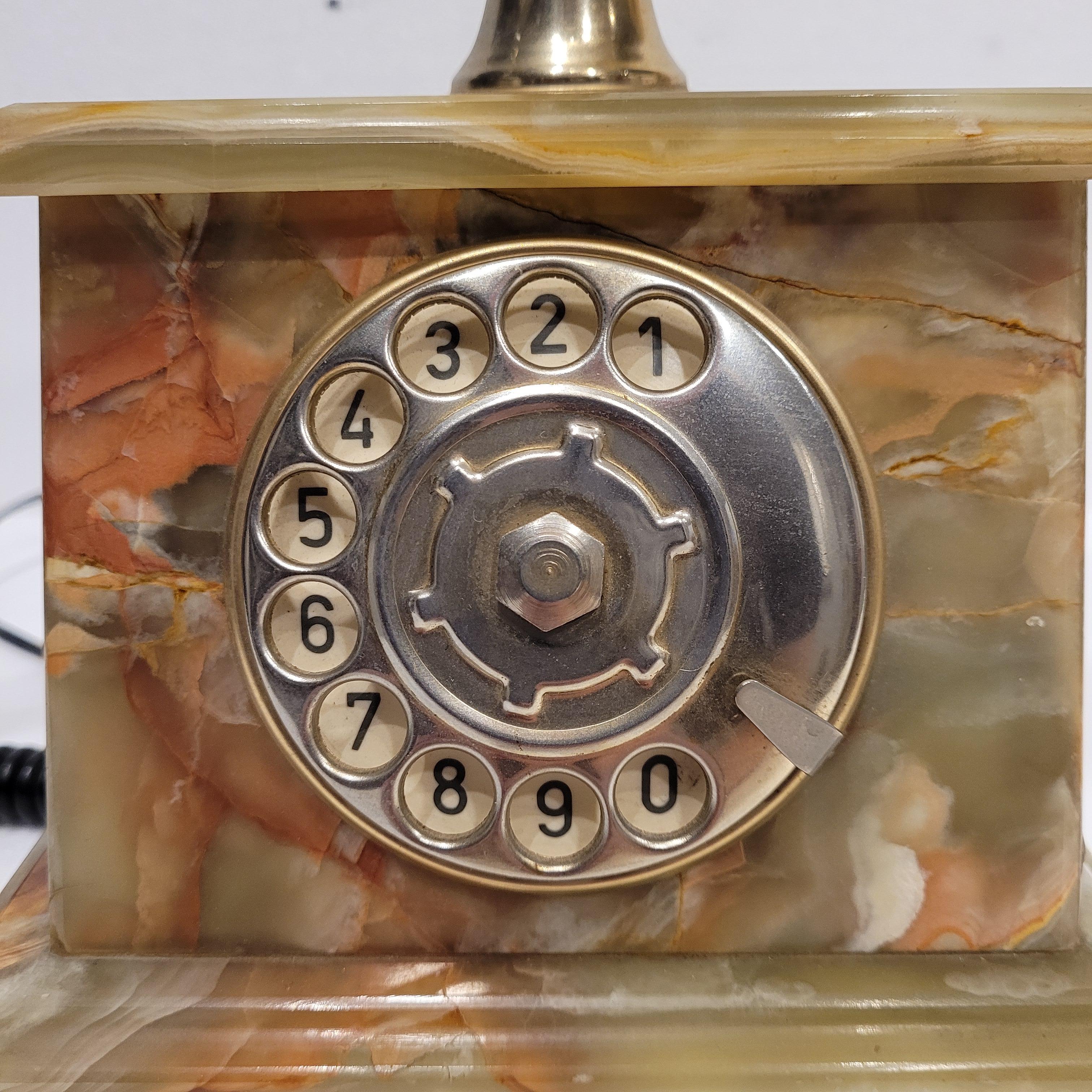 Ricci Paolo Italienisch Onyx grün Vintage Telefon (Marmor) im Angebot