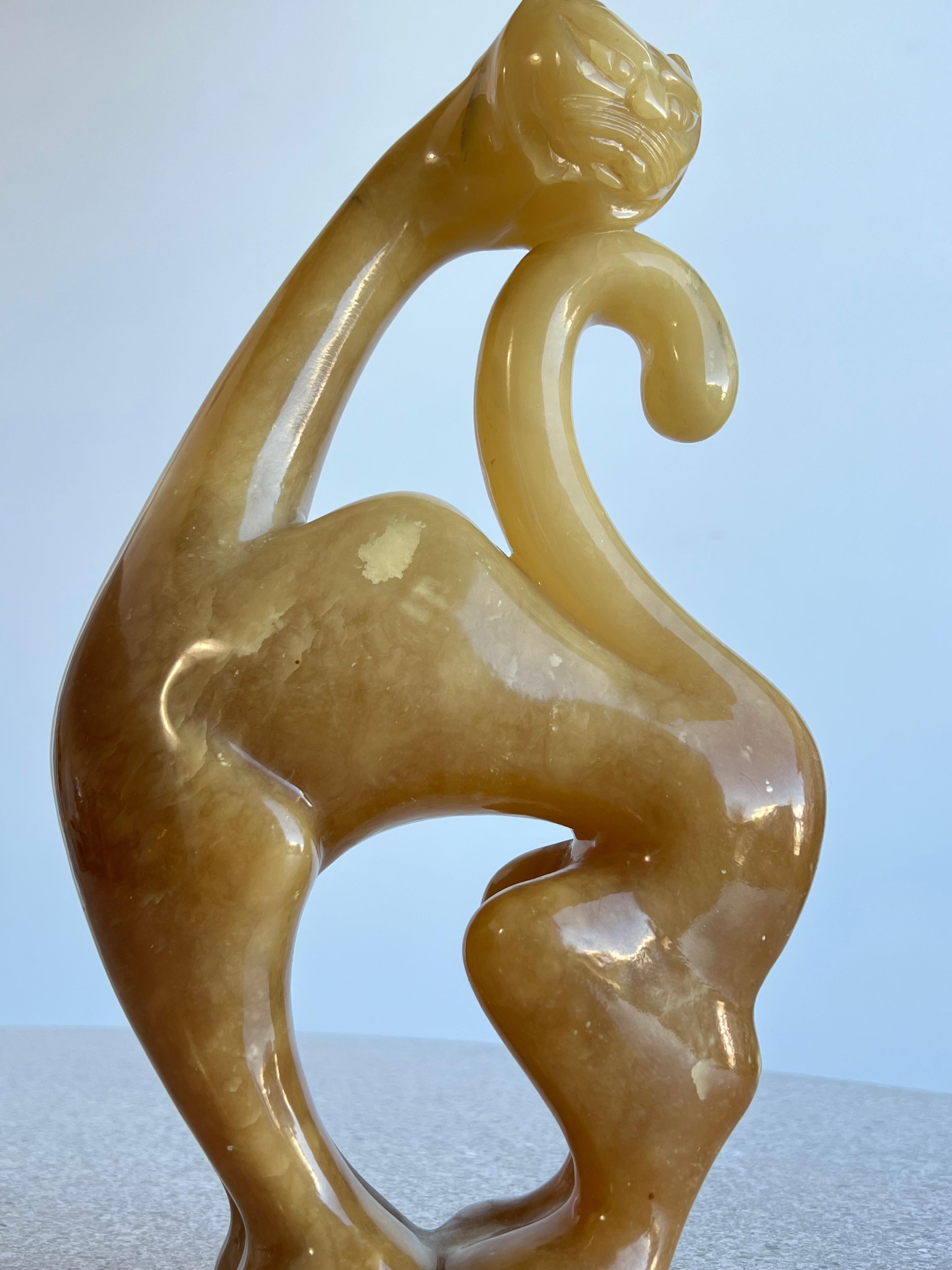 Große italienische Onyx-Skulptur einer Katze im Angebot 5