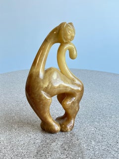 Italian Onyx Large Cat Sculpture