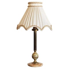 Italian Onyx Marble and Brass Column Table Lamp