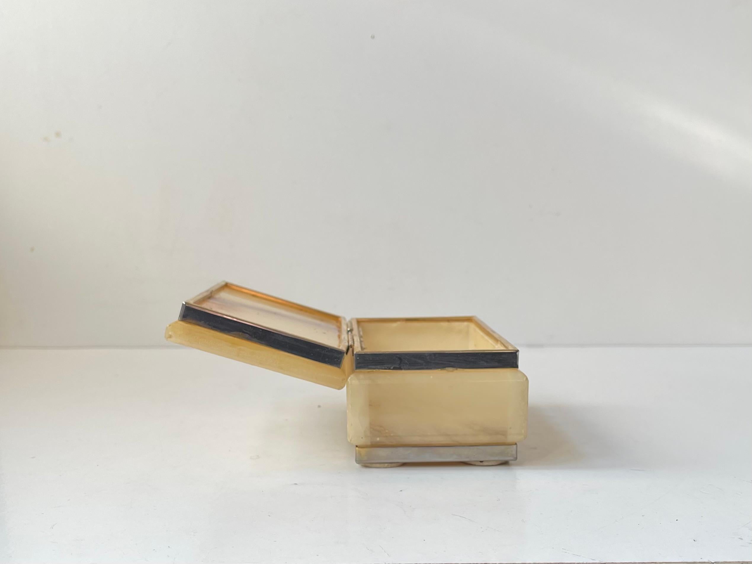 Boîte à bibelots italienne en pierre d'onyx par Romano Bianchi, années 1970 Bon état - En vente à Esbjerg, DK