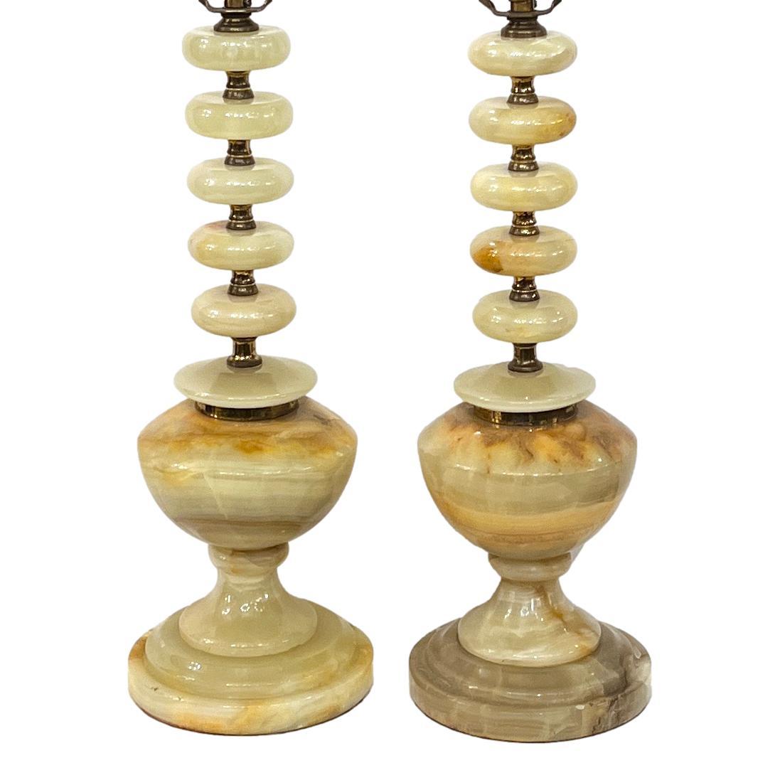 Italian Onyx Table Lamps In Good Condition For Sale In New York, NY