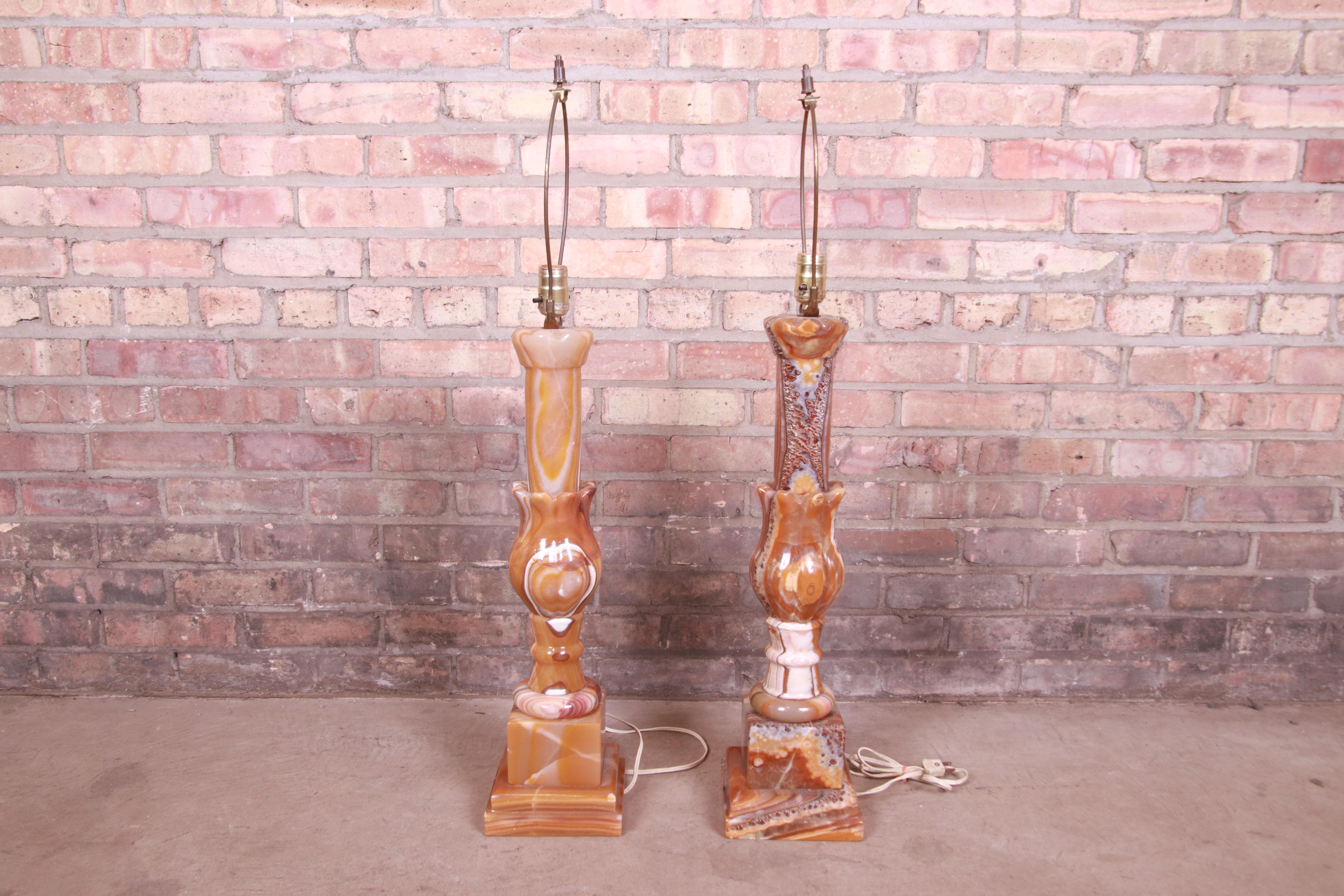 Italian Onyx Table Lamps, Pair 8