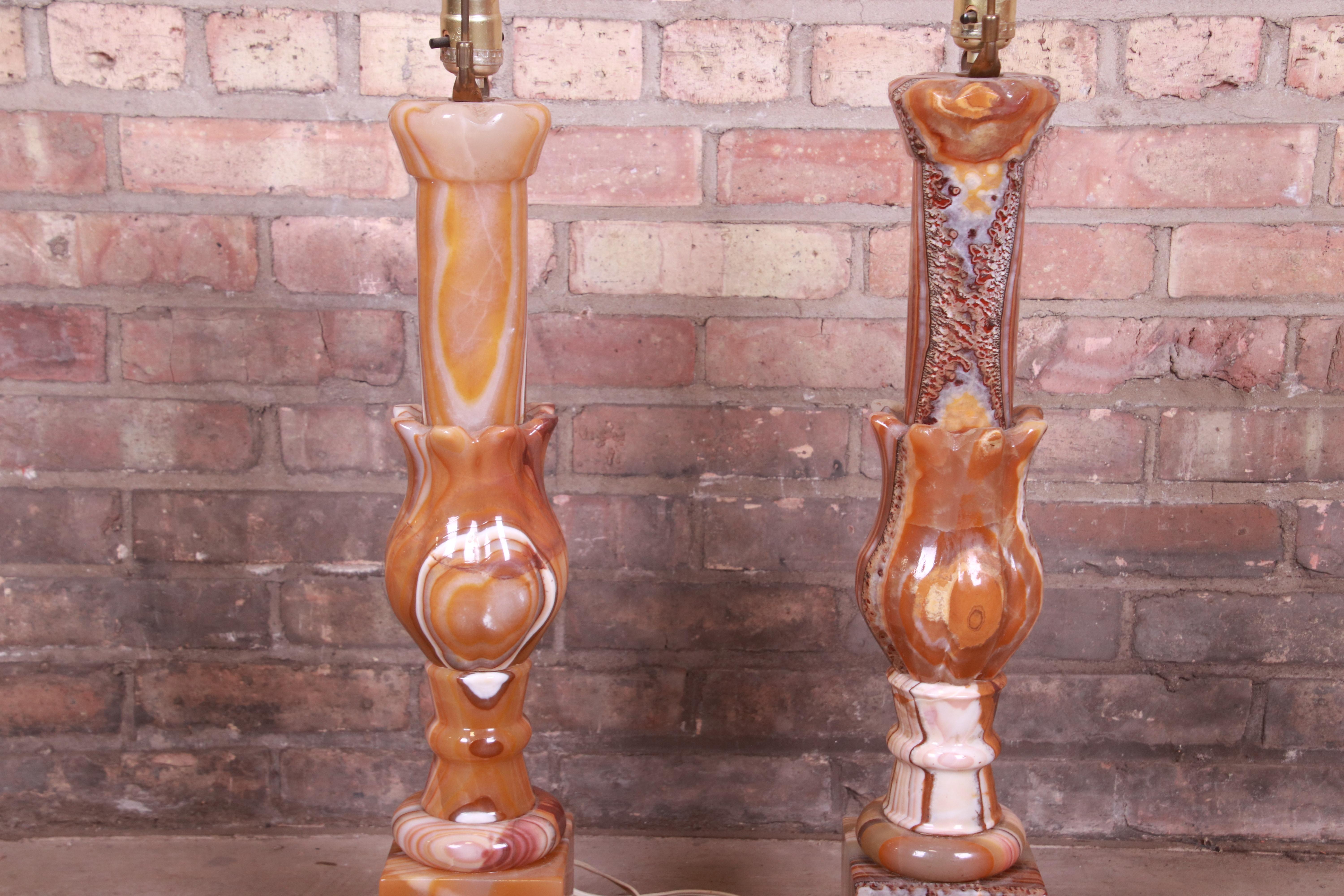 Italian Onyx Table Lamps, Pair 10