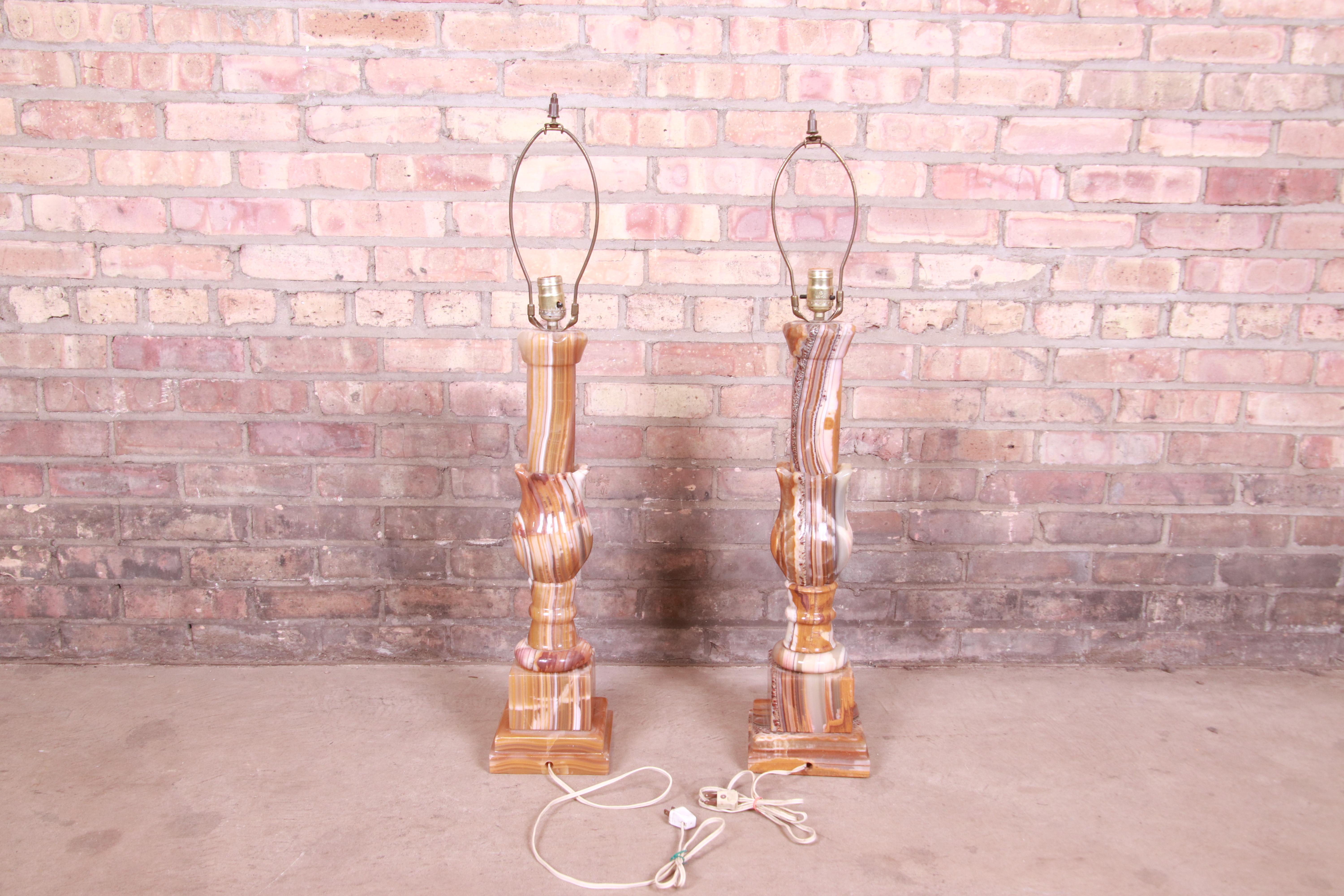 Italian Onyx Table Lamps, Pair 11