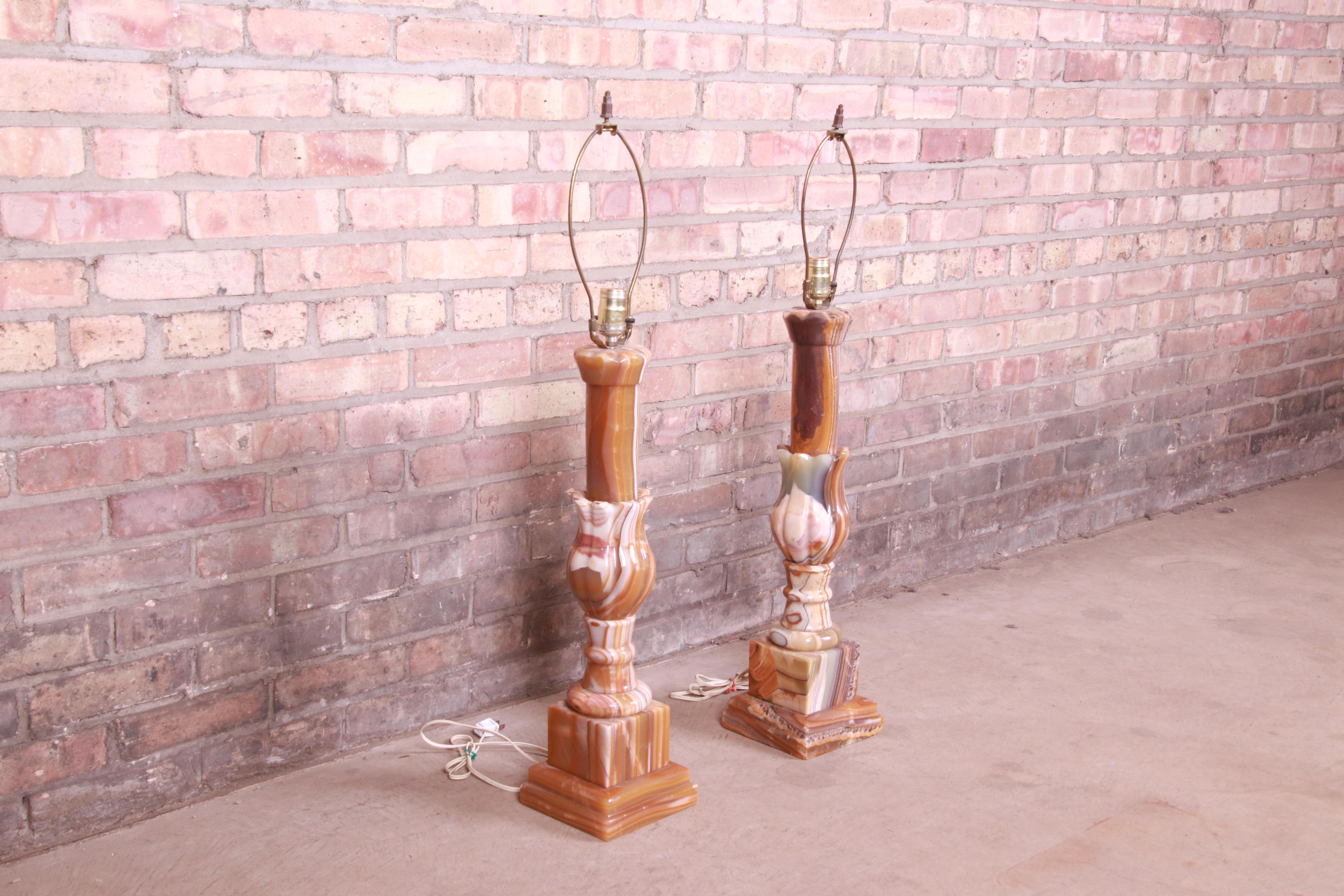 Italian Onyx Table Lamps, Pair 1