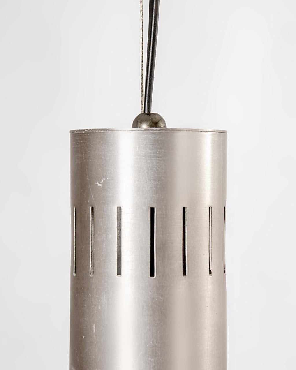 20th Century Italian Opal & Steel Pendant Lamp in the Style of Sergio Mazza