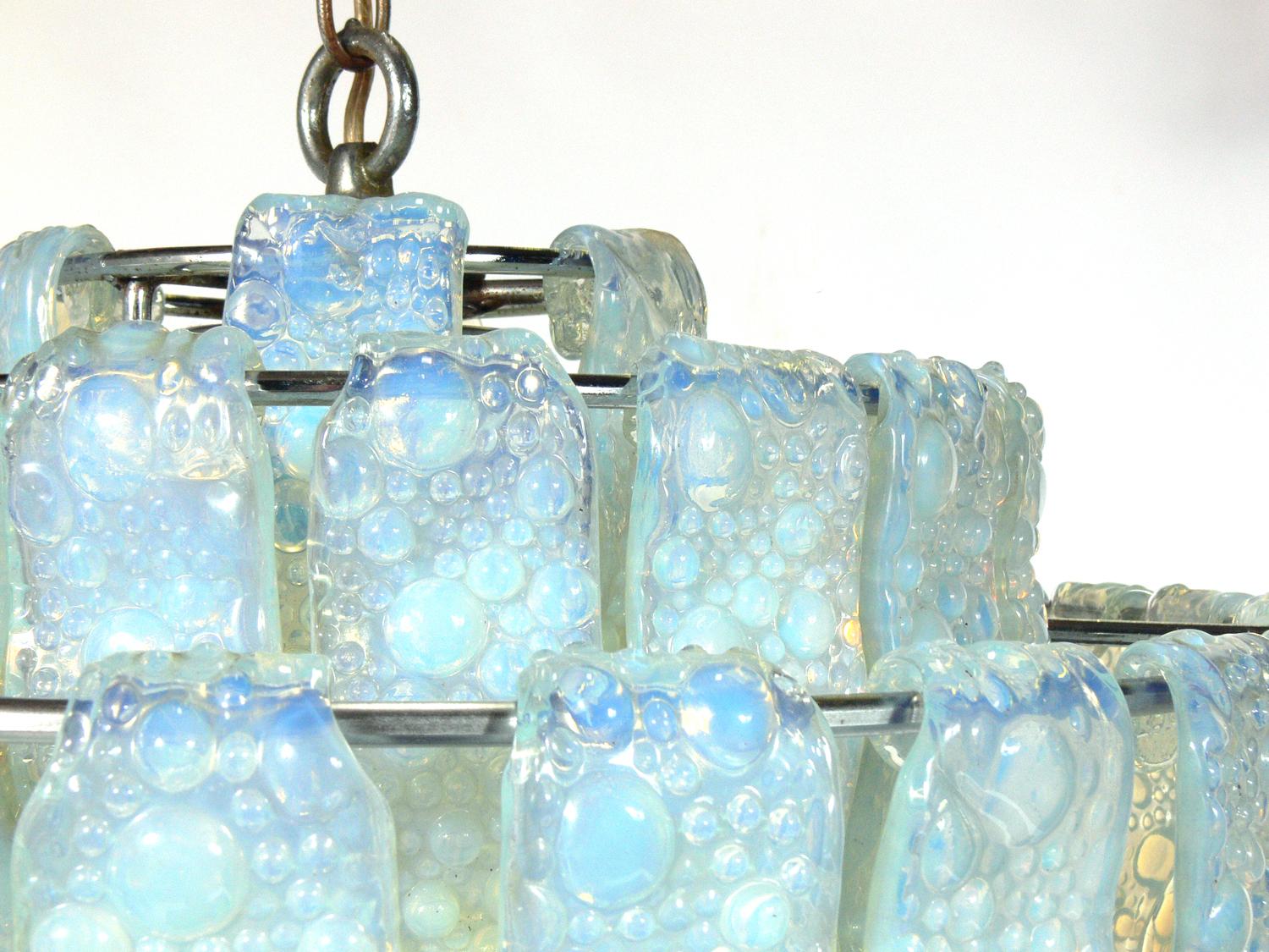 Italian Opalescent Blue Glass Chandelier In Good Condition In Atlanta, GA