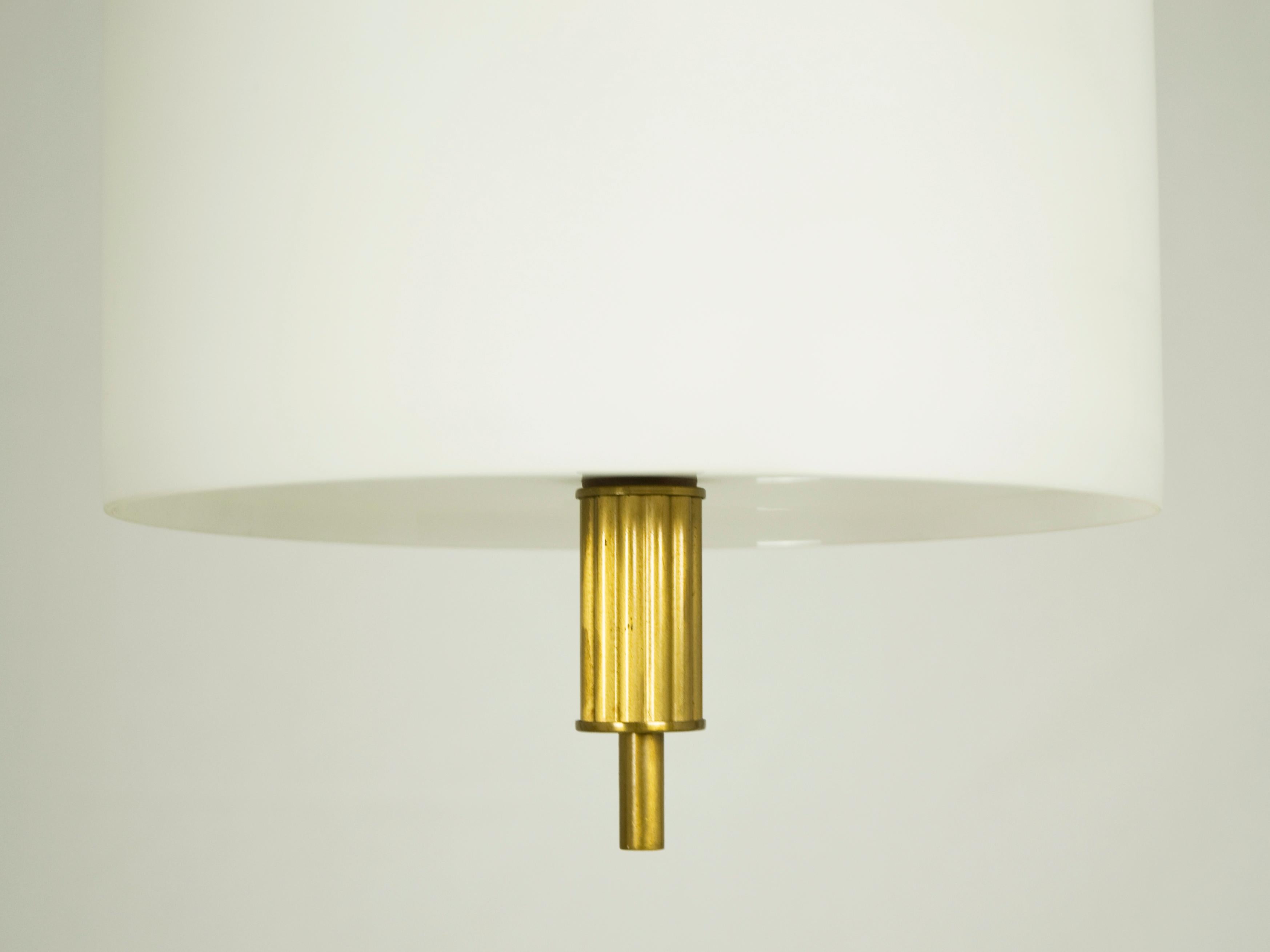 Italian Opaline Glass and Brass 1950s Pendant by Oscar Torlasco for Lumi 3