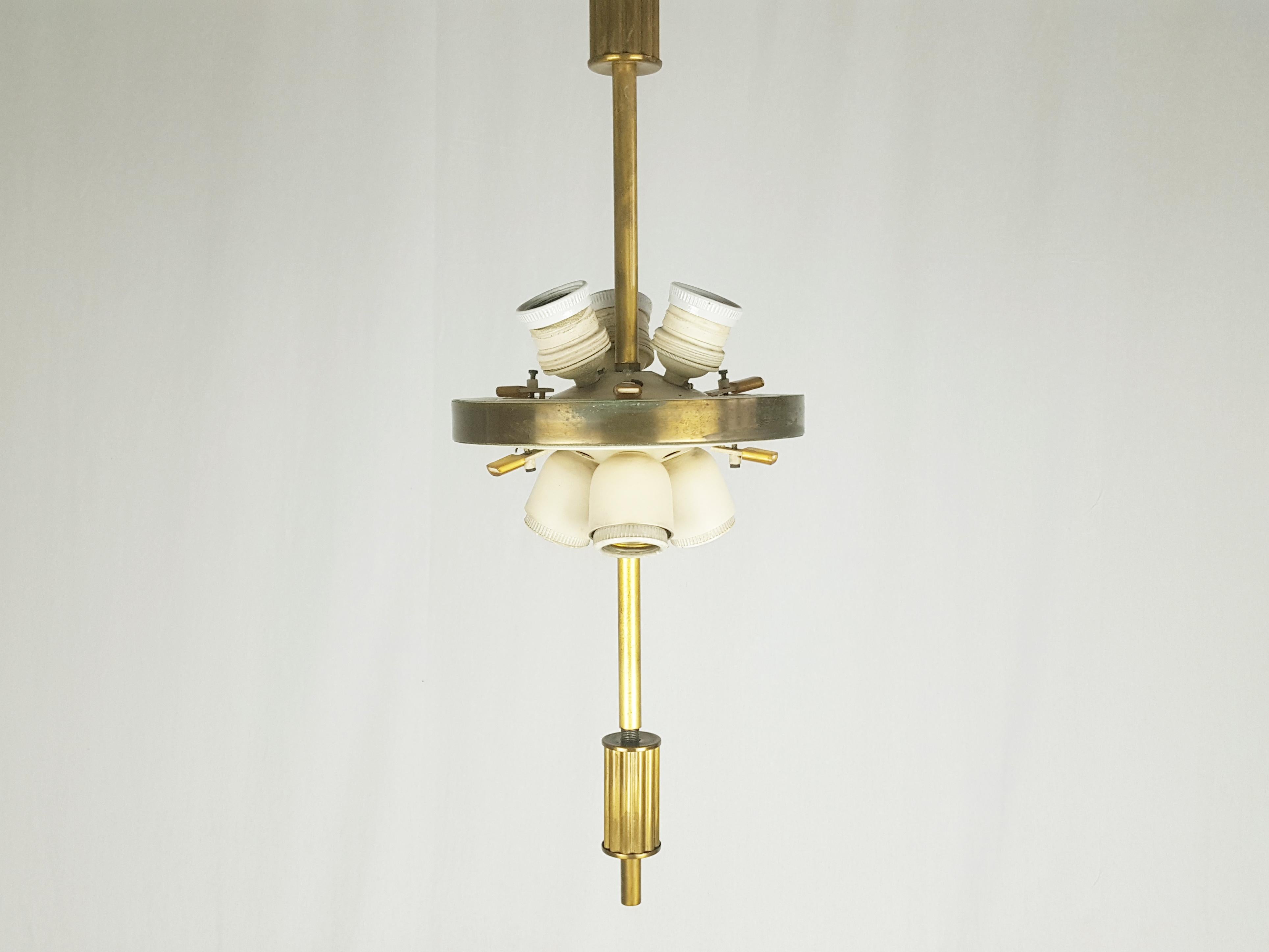 Italian Opaline Glass and Brass 1950s Pendant by Oscar Torlasco for Lumi 6