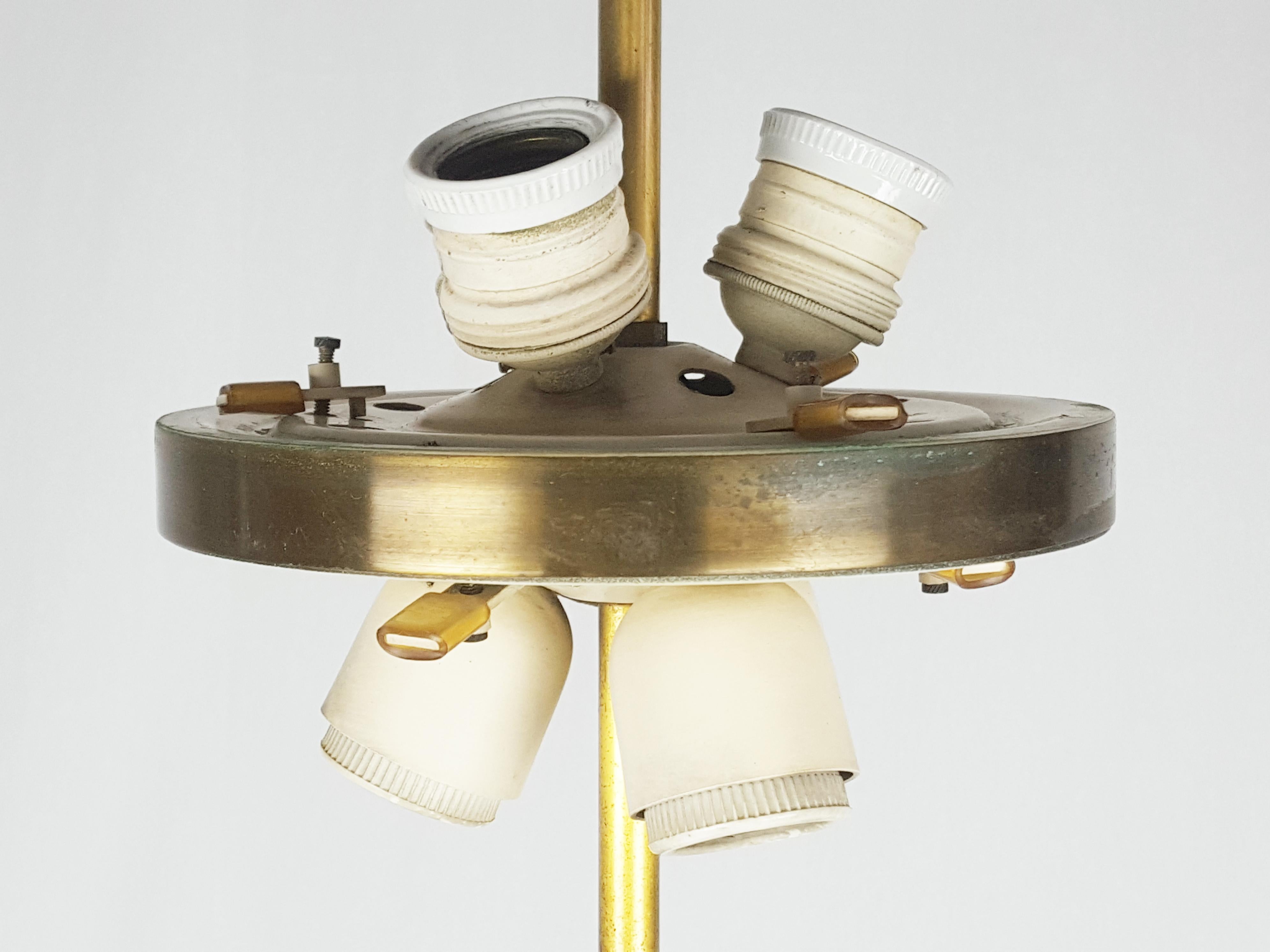 Italian Opaline Glass and Brass 1950s Pendant by Oscar Torlasco for Lumi 7