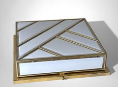Italian Opaline Glass And Brass Flush Mount Ceiling Light