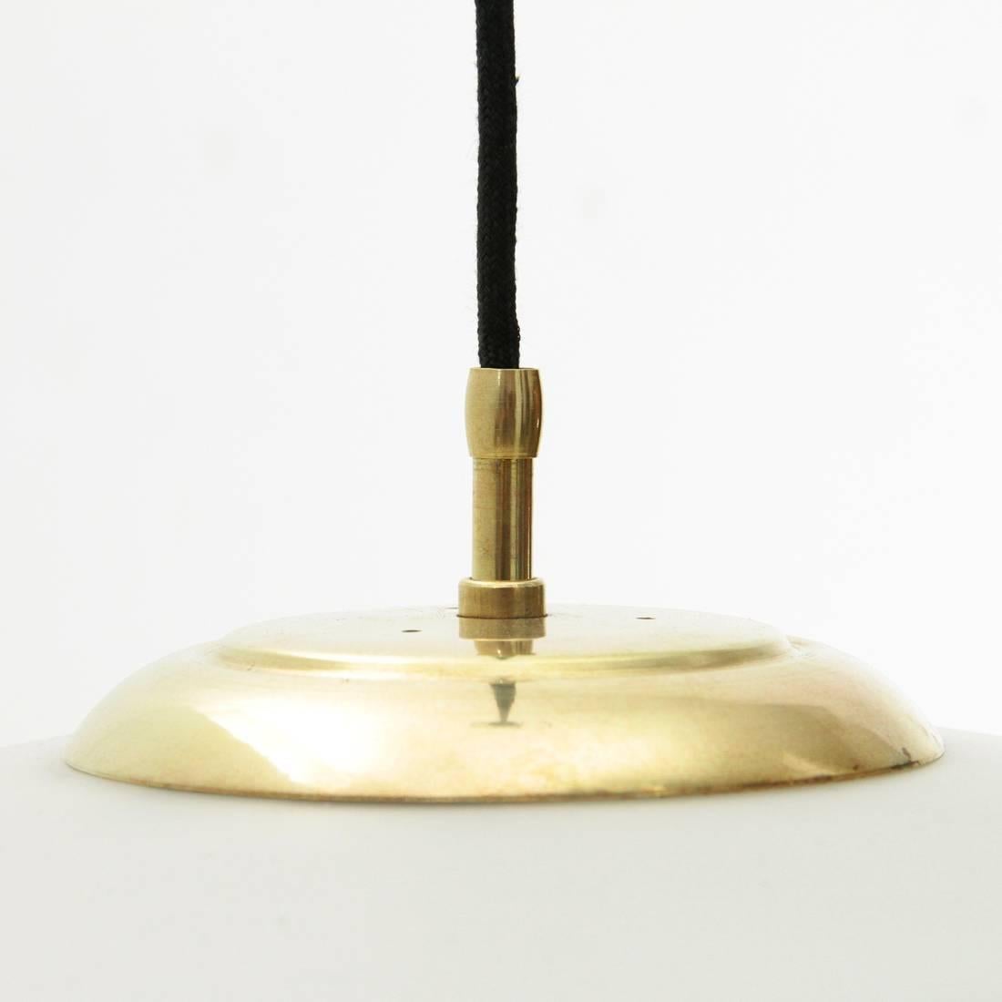 Italian Opaline Glass and Brass Pendant Lamp, 1950s 3