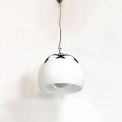 Italian Opaline Glass and Metal Omega Chandelier by Magisretti for Artemide 1962