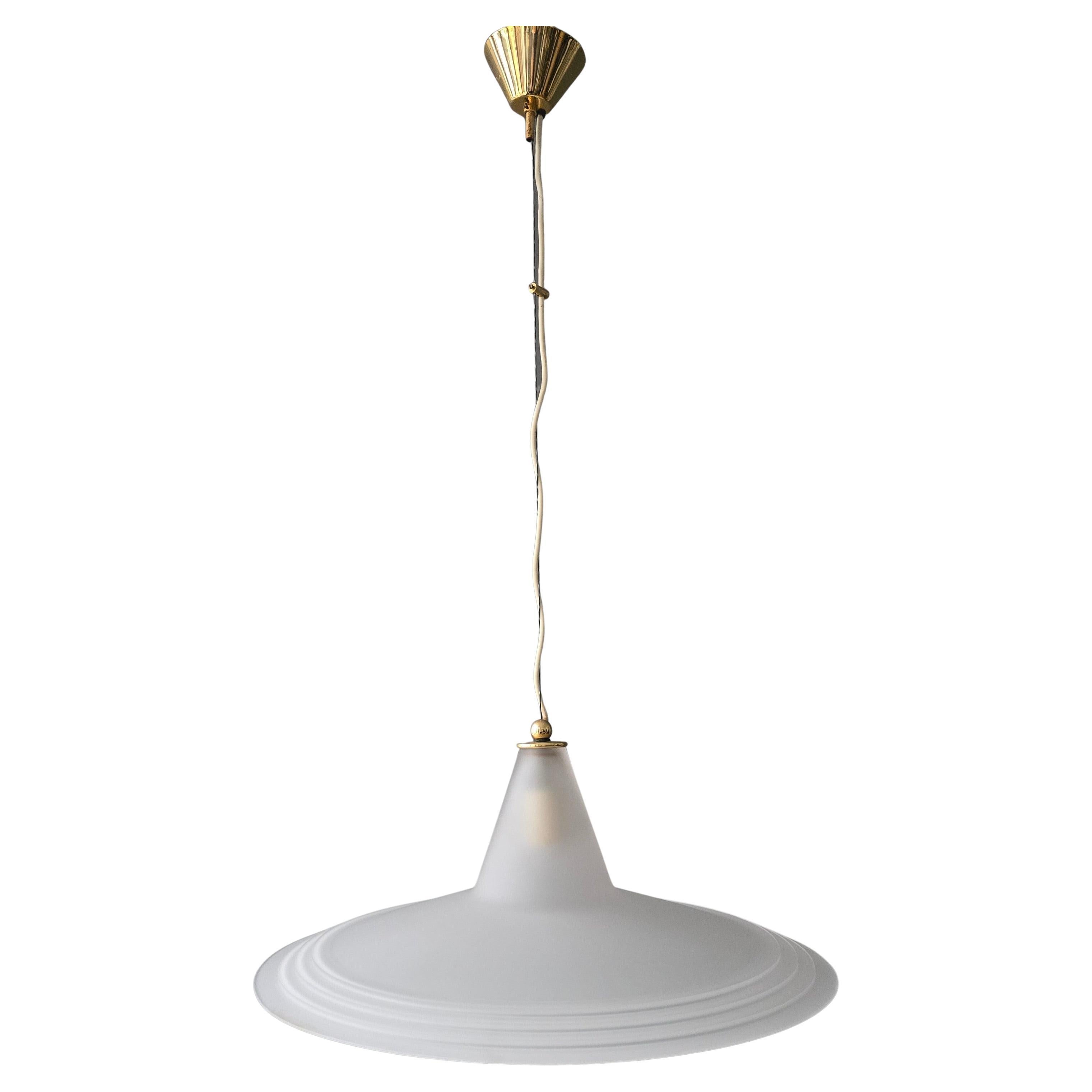 Italian Opaline Glass Disc Pendant, 1970s For Sale