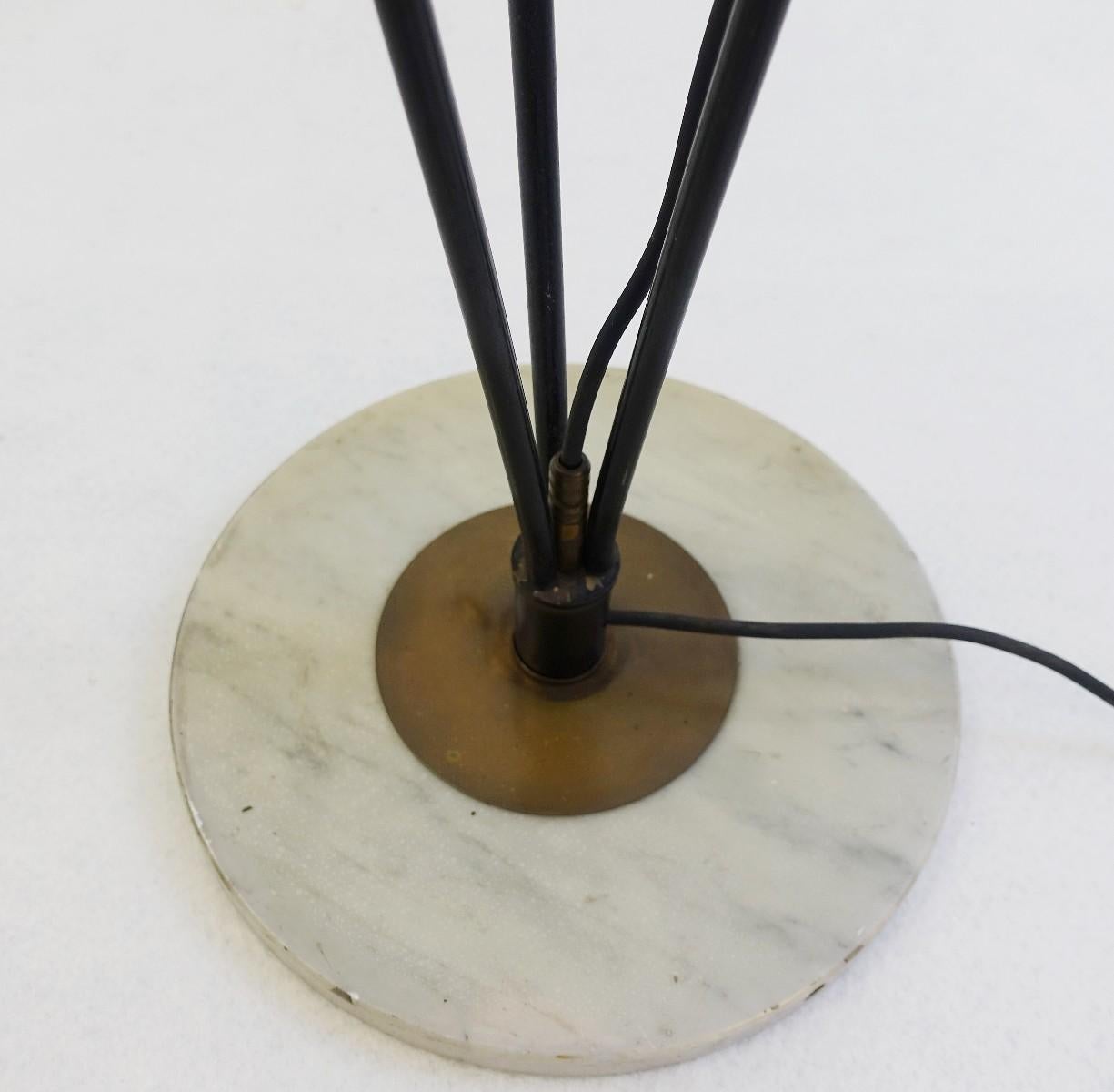 Metal Italian Opaline Glass Floor Lamp