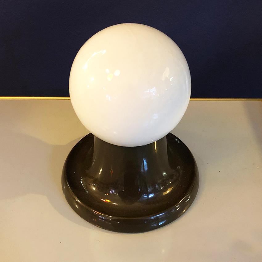 Mid-Century Modern Italian Opaline Glass Light Ball Table Lamp by Castiglionis for Flos, 1965