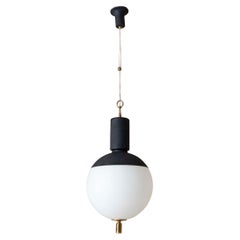 Italian Opaline Glass Pendant Lamp attributed to Stilnovo